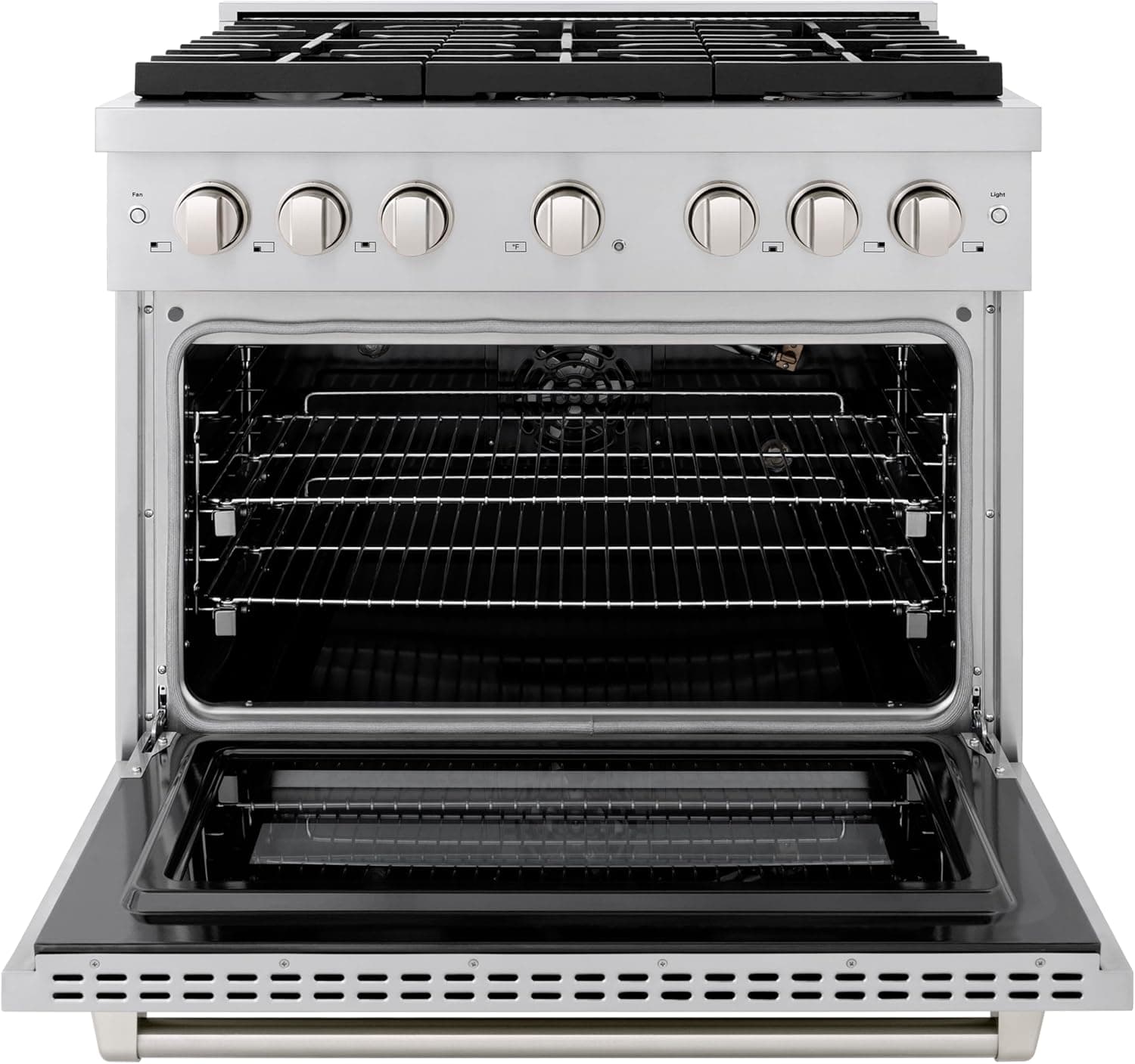 ZLINE 36 in. 5.2 cu. ft. Gas Range with Convection Gas Oven in Stainless Steel with 6 Brass Burners (SGR-BR-36) - Image 2