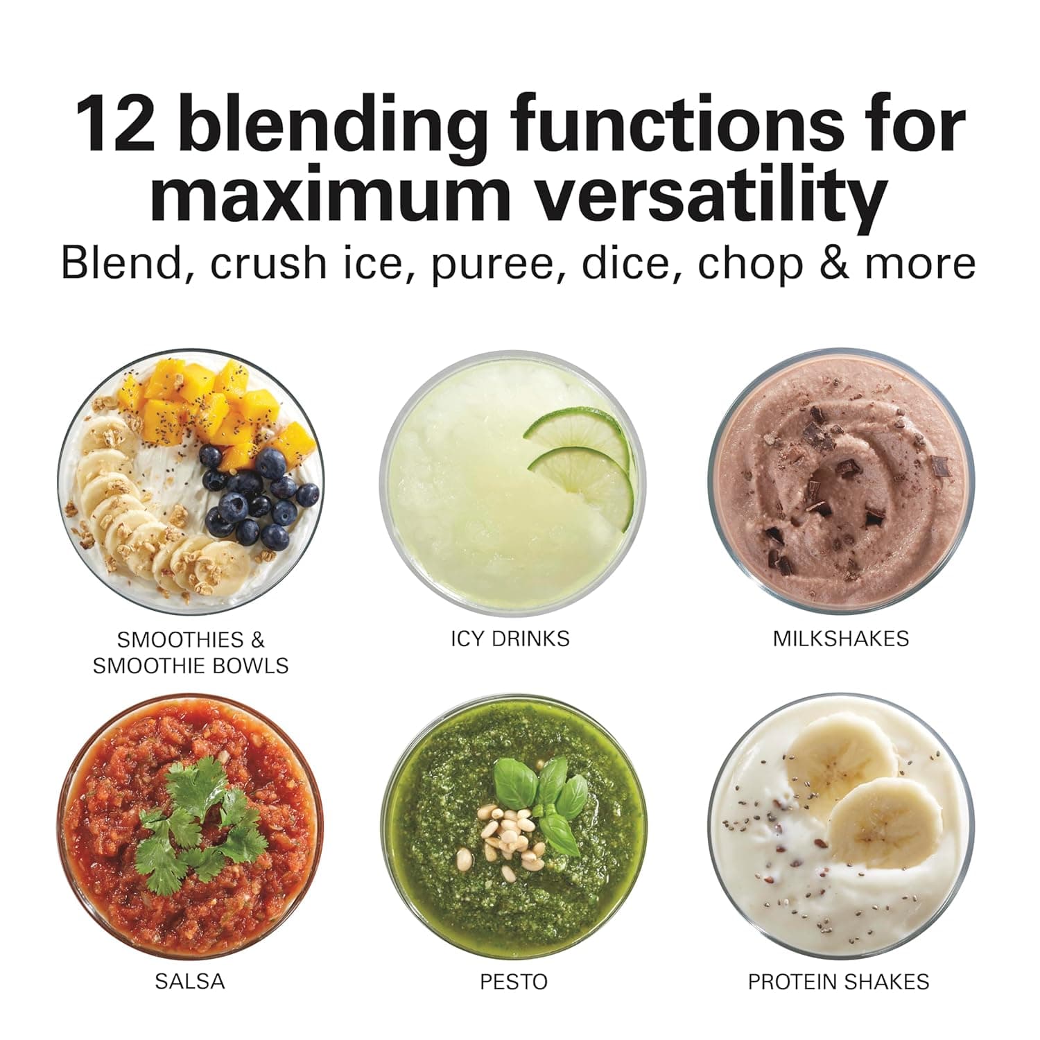 Hamilton Beach Power Elite Wave Action Blender For Smoothies, 40 Oz Glass Jar, 12 Functions Including Puree, Crush Ice, 700 Watts - Black (58148A) 40 oz Jar Black - Image 7