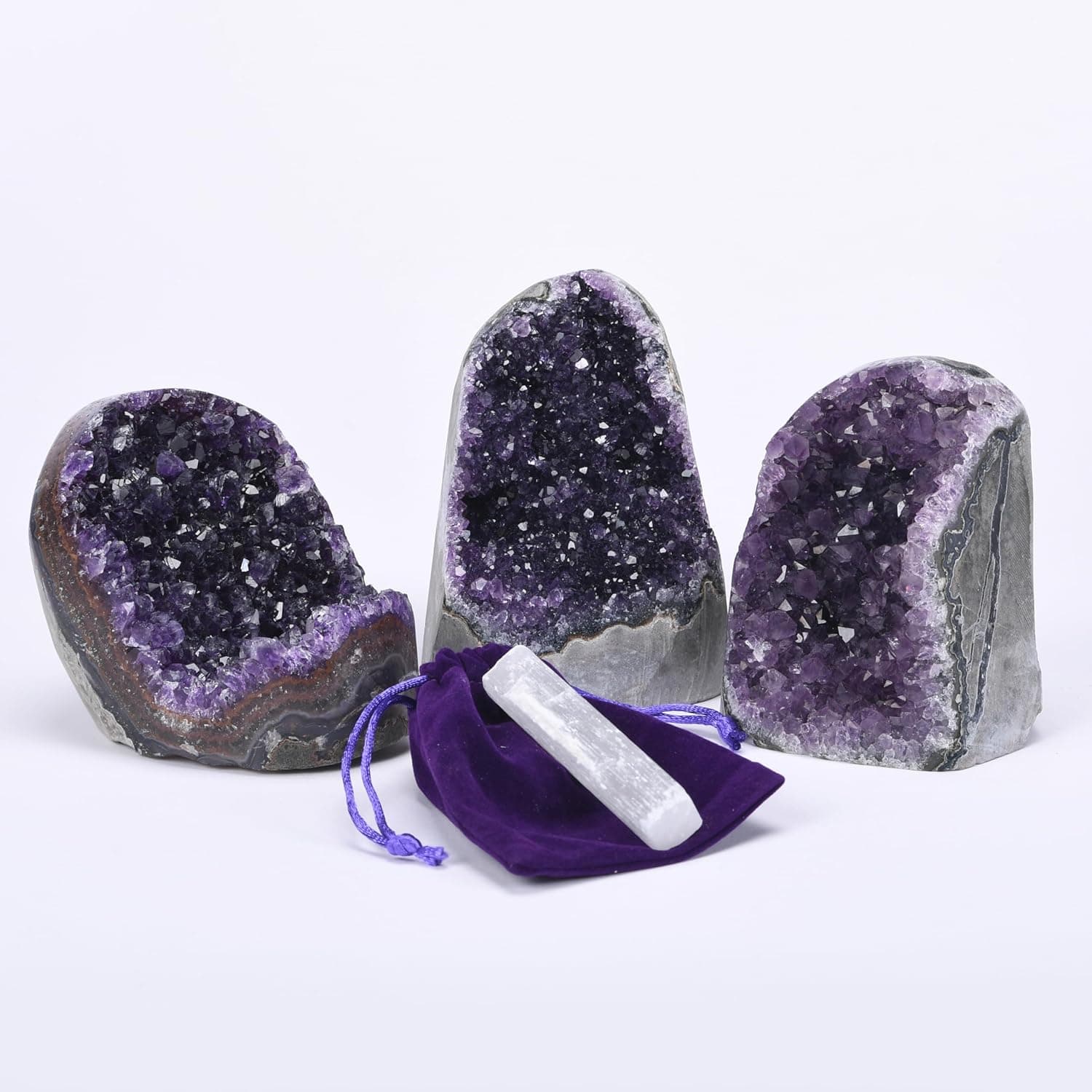 SUPERIOR Amethyst Crystal Rock Cluster [3/4 to 1 lbs] - Natural Edge, Flat Bottom, Healing & Calming Unique Amethyst Purple Geode Stone - Ideal Purple Decoration - Free Selenite Wand .75 lbs - 1 lbs - Image 5