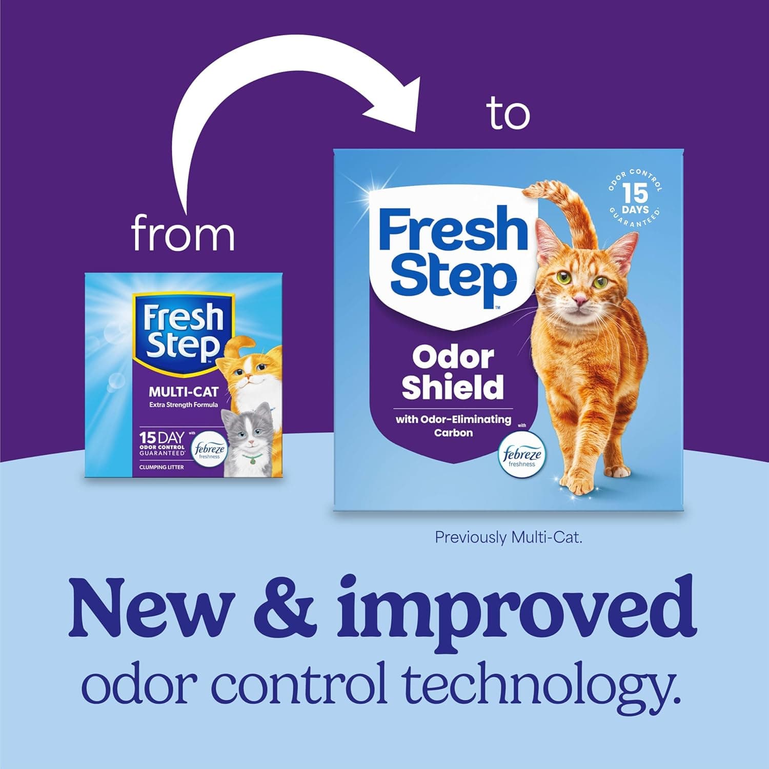 Fresh Step Clumping Cat Litter, Multi-Cat, Long Lasting Odor Control Kitty Litter with Activated Charcoal, Low Dust Formula, 14 lb Febreze Freshness 14 lb - Image 2