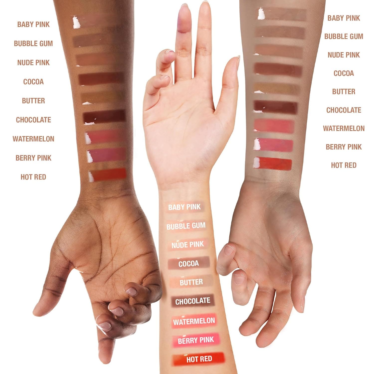 Ruby Kisses Broadway Vita-Lip Tinted Lip Gloss Set (3 Pack Cocoa, Butter, Chocolate) Ultra-Hydrating Coconut + Jojoba Oil & Soothing Formula with Vitamins, High-Shine Non-Sticky Finish Lip Balm - Image 4