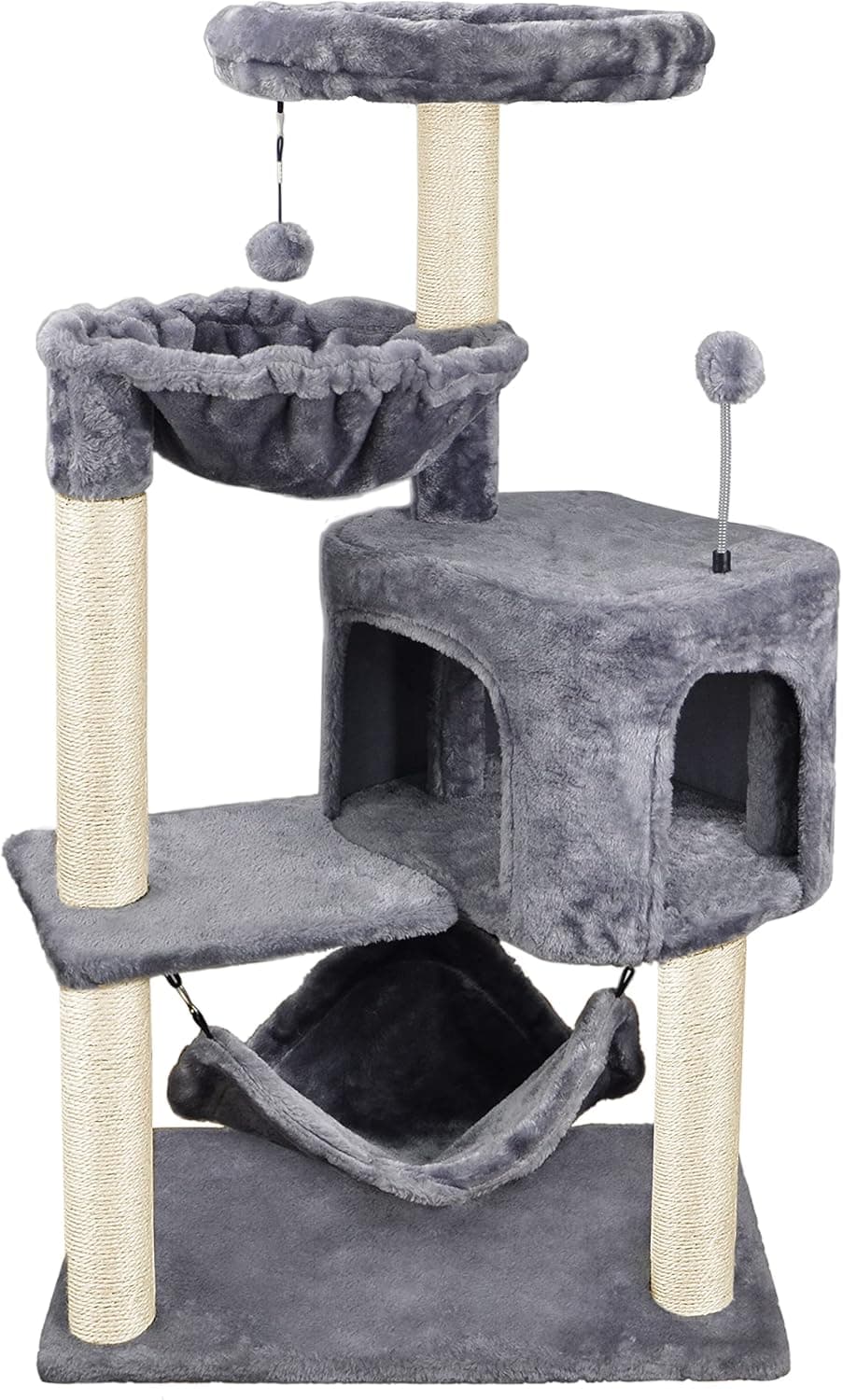 YUNIQUE Cat Tree with Cat Condo and Big Hammock, Grey - Image 2