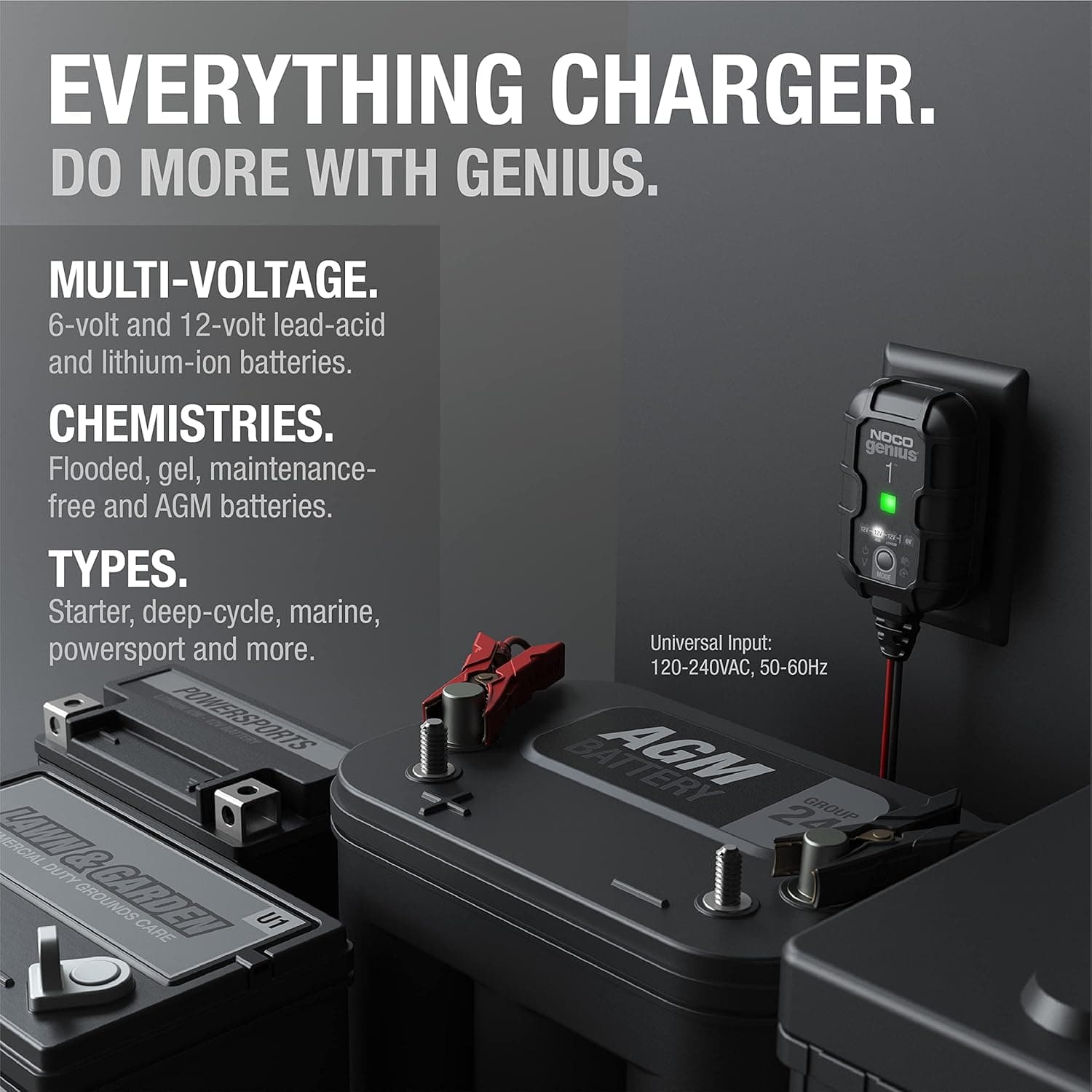 NOCO GENIUS1: 1A 6V/12V Smart Battery Charger – Automatic Maintainer, Trickle Charger & Desulfator with Overcharge Protection & Temperature Compensation – For Lead-Acid & Lithium Batteries - Image 6