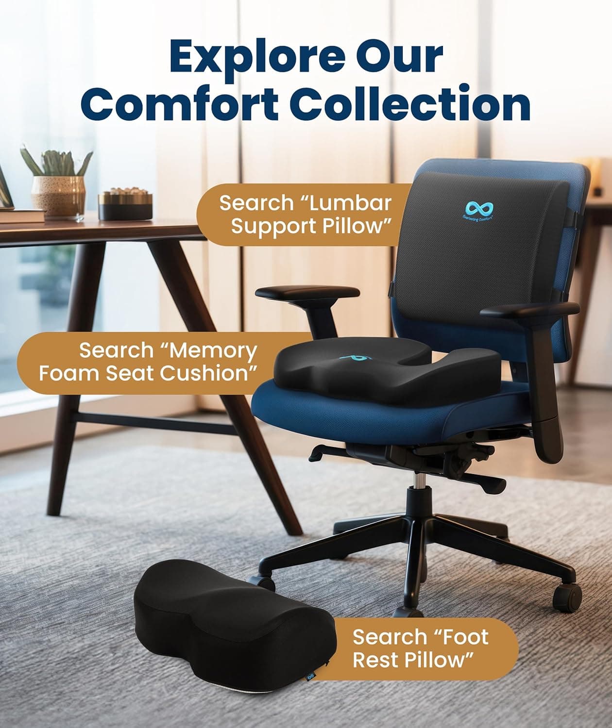 Everlasting Comfort Doctor Recommended Memory Foam Seat Cushion for Office Chairs & Car - Ergonomic Office Desk Accessories - Cushions for Tailbone Pain Relief, Sciatica (Black, Large) 01. Black Large - Image 8