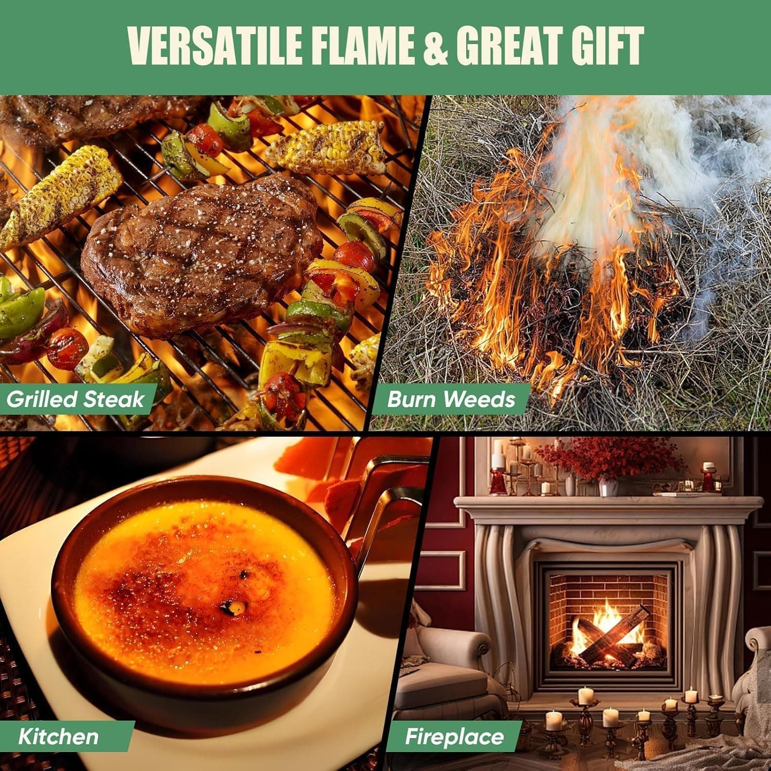 Powerful Propane Torch Gun, Kitchen Torch with Adjustable Flame, Flamethrower Blow Torch Gun, Gas Welding Kits for BBQ, Searing Steak, Camping & Charcoal Torch Lighter(Tank Not Included) Silver&black - Image 6