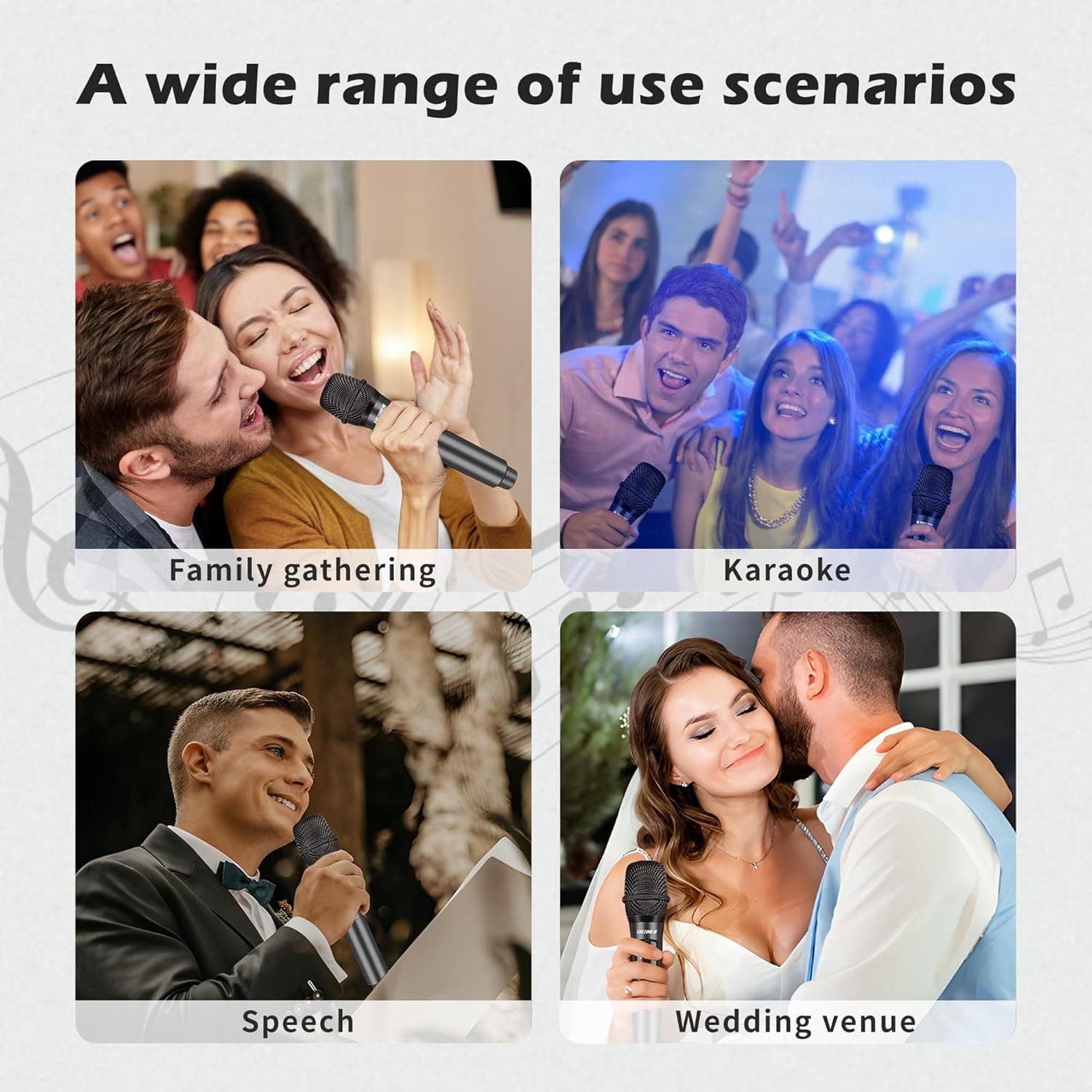 Wireless Microphone,Professional Dual Handheld Cordless Dynamic Mic System with Rechargeable Receiver(160 Ft),Karaoke Microphone Set for Singing,Karaoke,Wedding,DJ,Party,Speech,Church,K60-2 Gray - Image 8