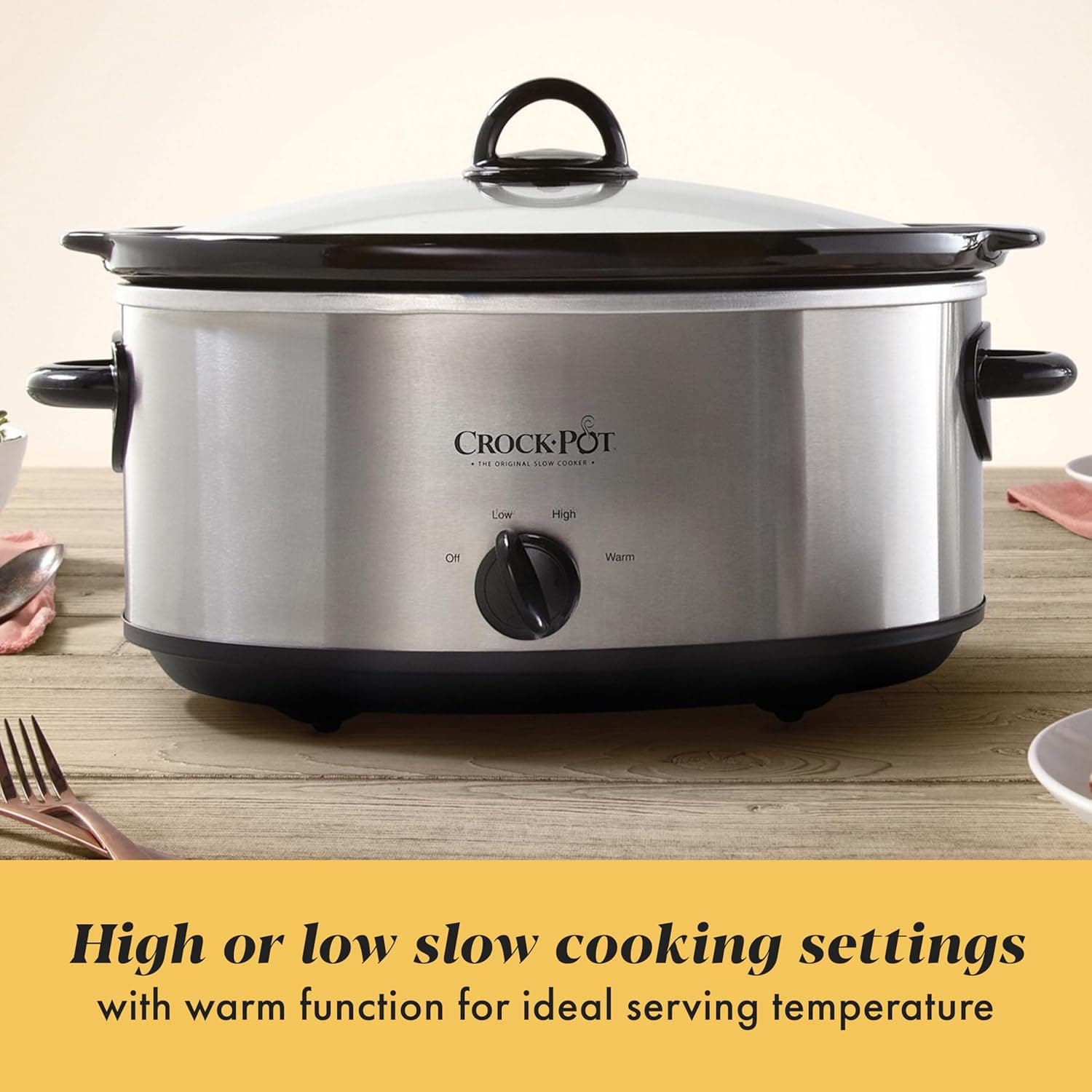 Crock-Pot 7 Quart Oval Manual Slow Cooker, Stainless Steel (SCV700-S-BR), Versatile Cookware for Large Families or Entertaining 7 Quarts Stainless Steel - Image 4