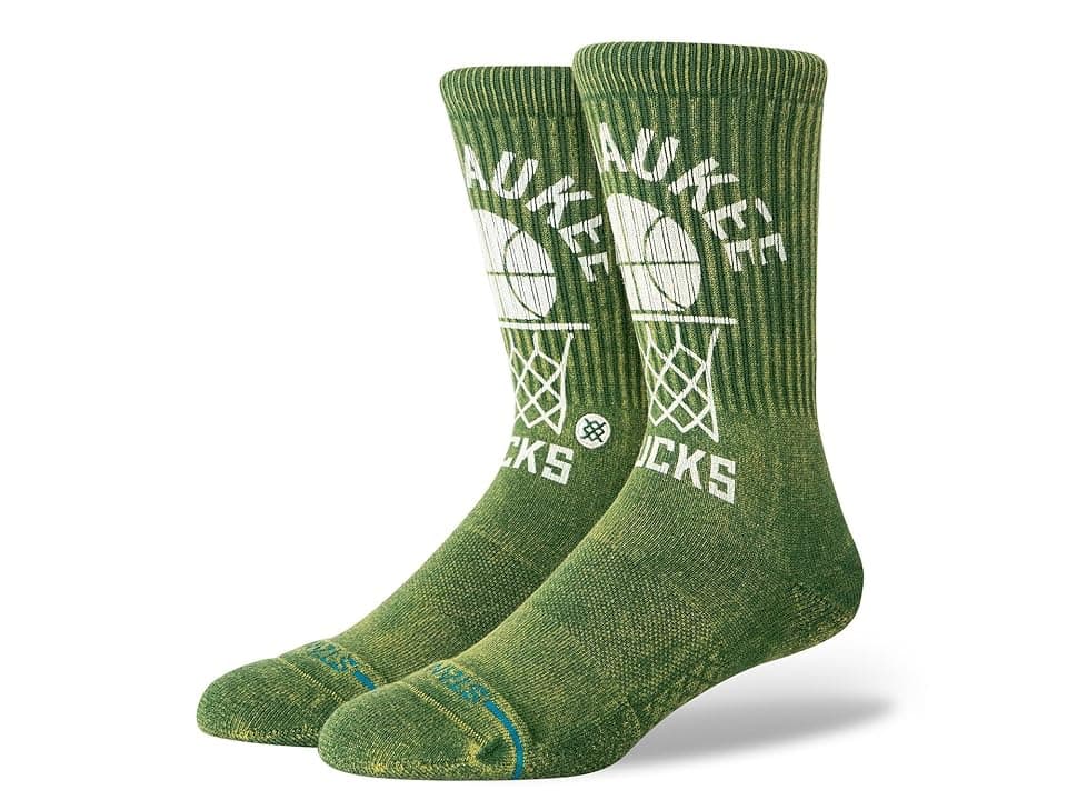 Stance Vintage Milwaukee Bucks Crew Cut Socks Shoes Green : LG (US Men's Shoe 9-13 - Women's Shoe 11-14), Cotton/Nylon/Polyester