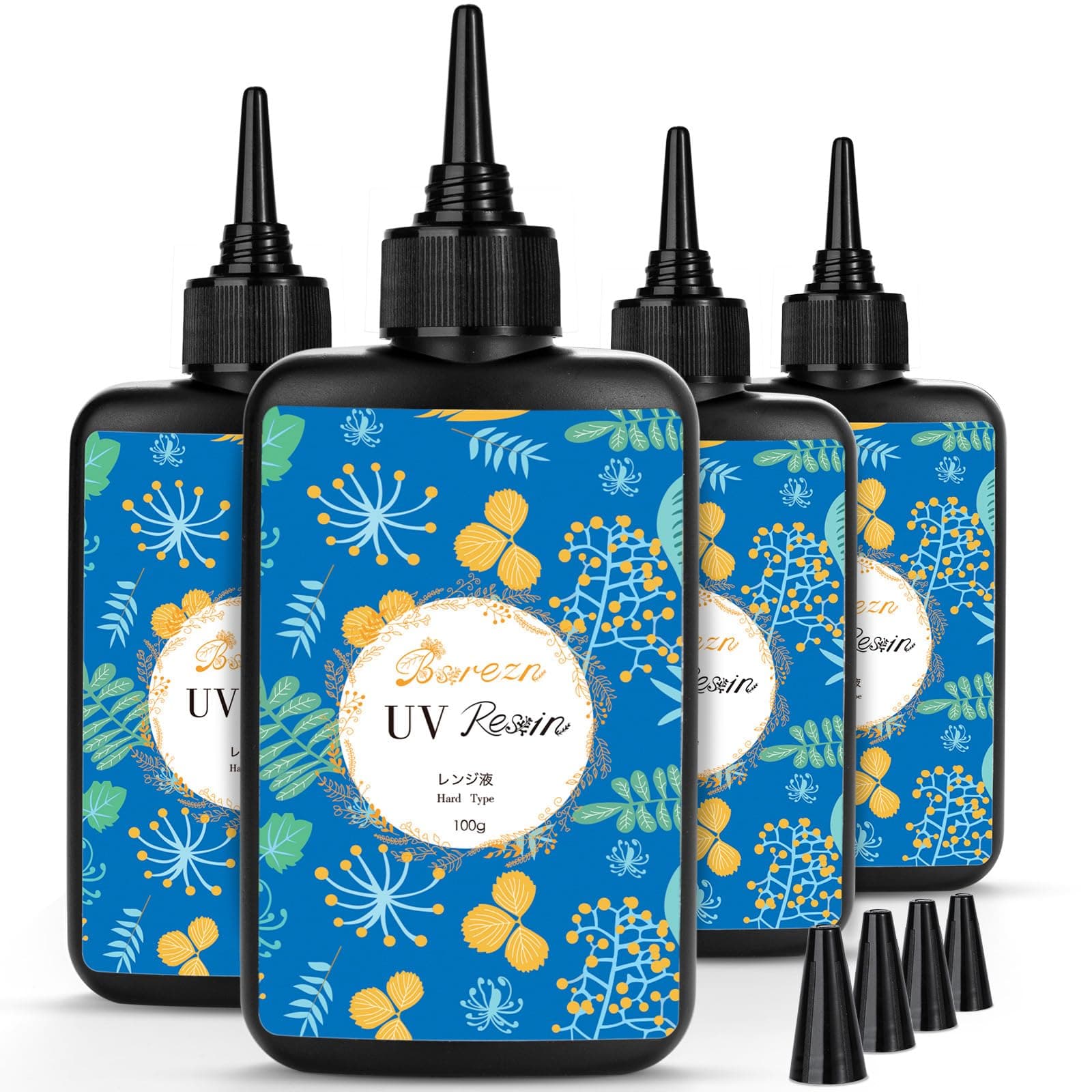 Bsrezn 400g UV Resin Hard, Crystal Clear UV Epoxy Resin para sa Paggawa ng Alahas at Crafting (100g x 4) 400 g