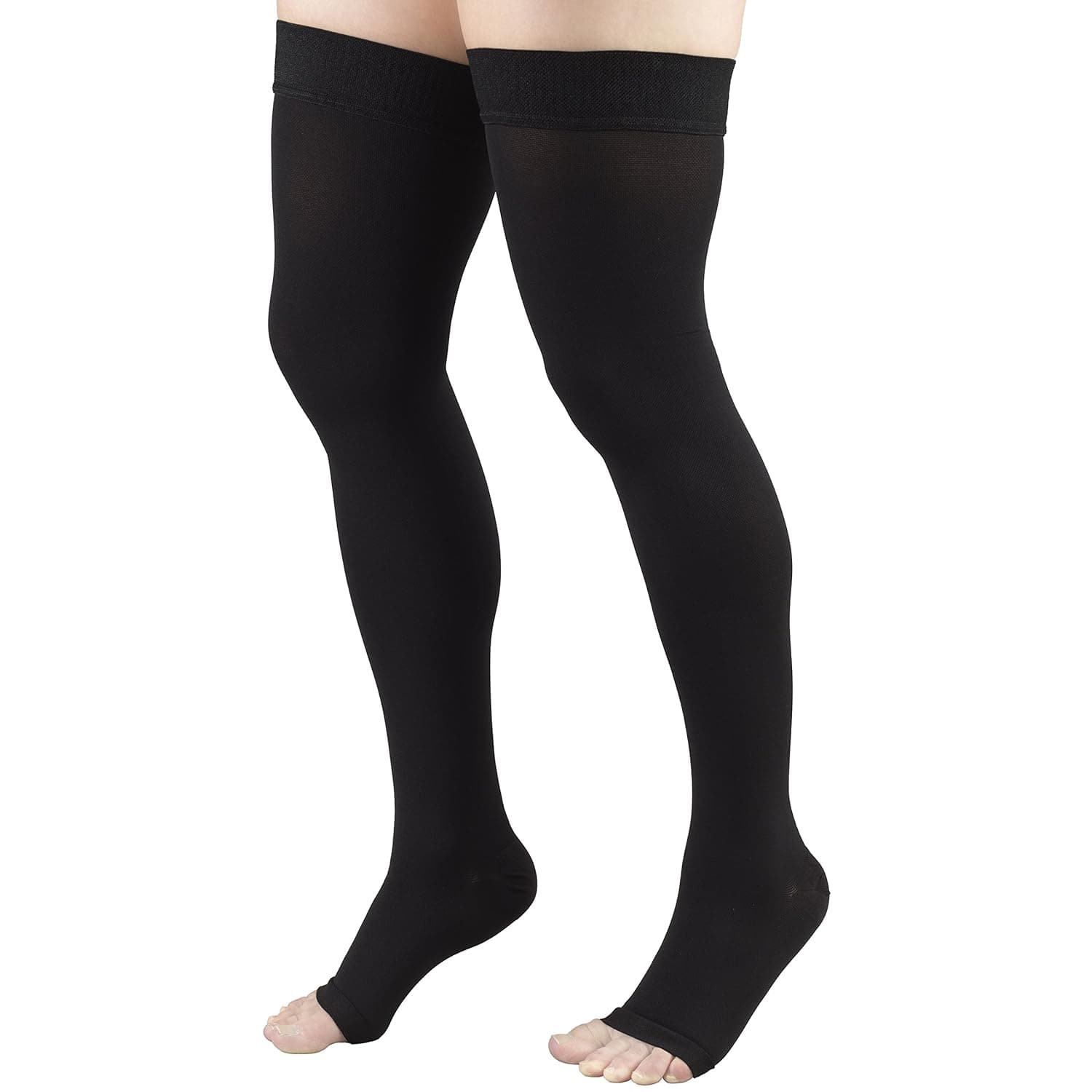 Truform 20-30 mmHg Compression Stockings for Men and Women, Thigh High Length, Dot-Top, Open Toe, Black, Medium Black Medium (1 Pair) - Image 8