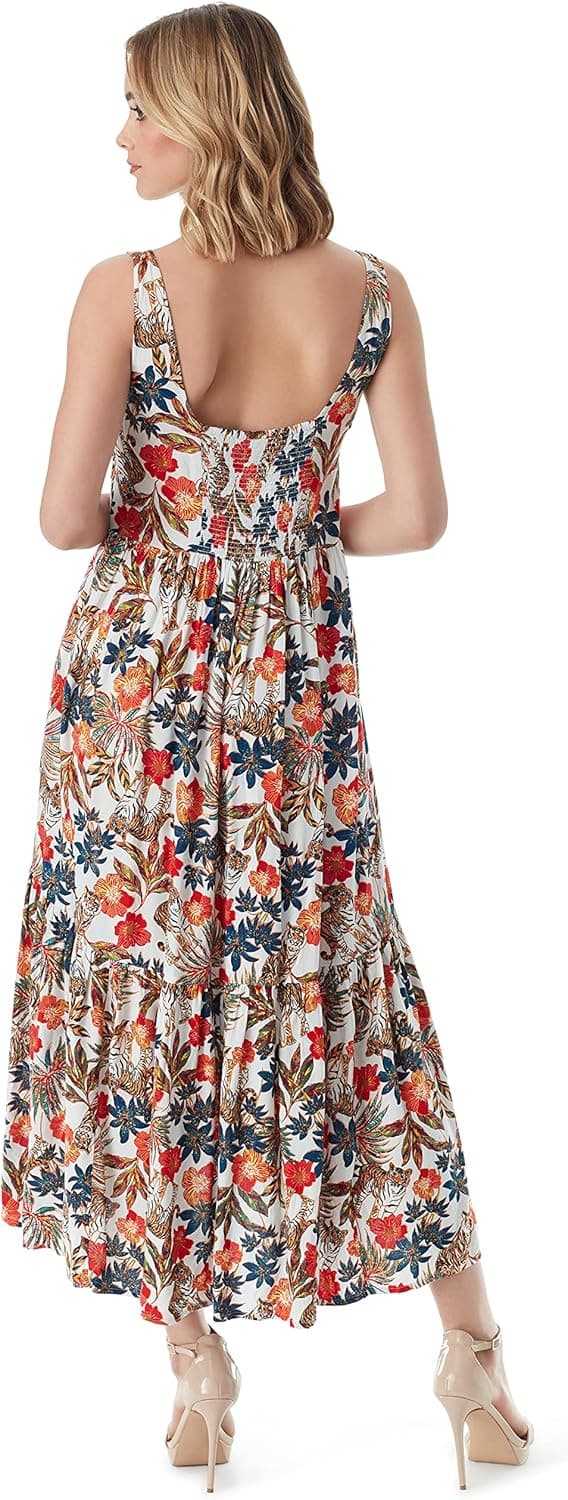 Jessica Simpson Womens Cheryl Sleeveless Two Tiered Maxi Dress 3X Jungle Parade - Gardenia - Image 4