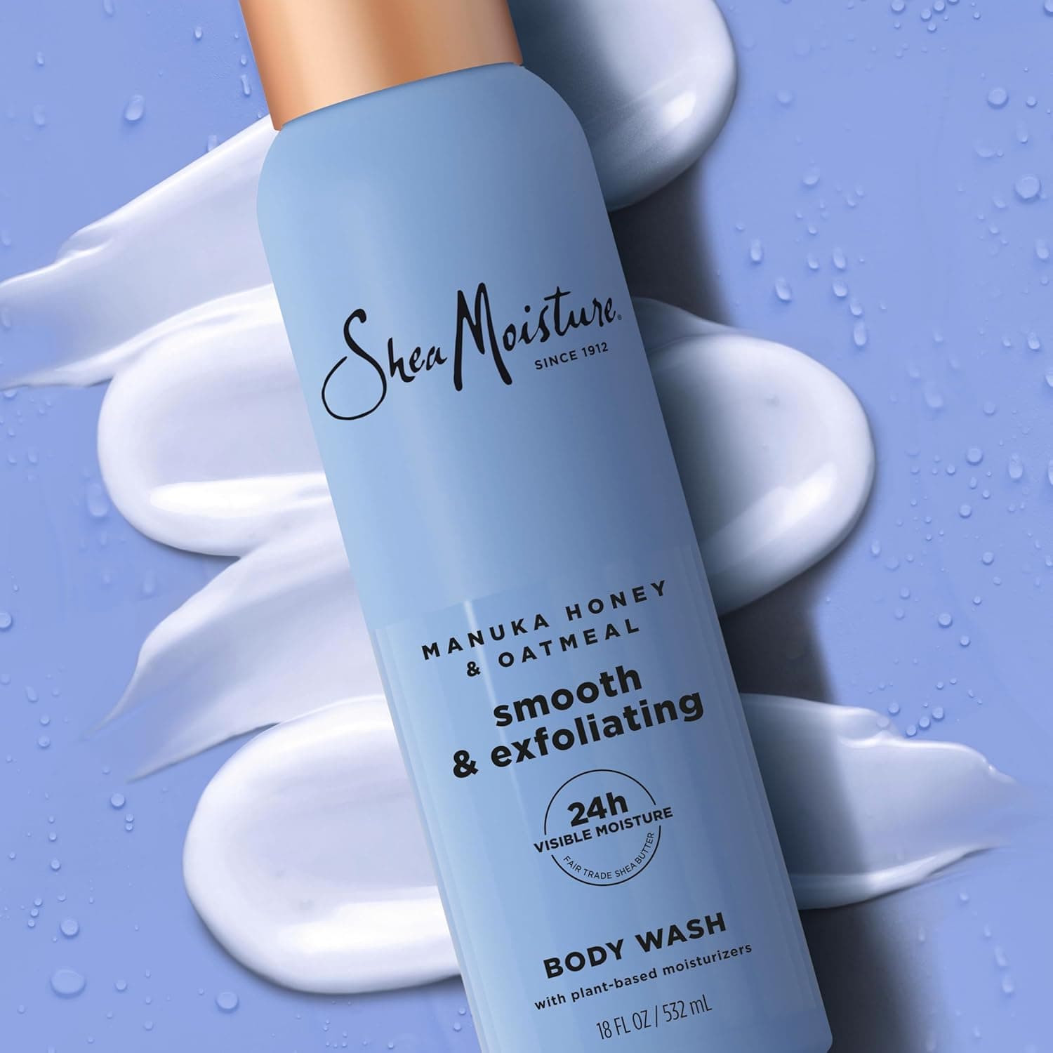 SheaMoisture Manuka Honey Oatmeal Body Wash Smooth & Exfoliating Smooth and Exfoliating body wash for 24H Visible Moisture for Healthy, Glowing Skin 18 oz Manuka Honey Oatmeal 18 Fl Oz (Pack of 1) - Image 5