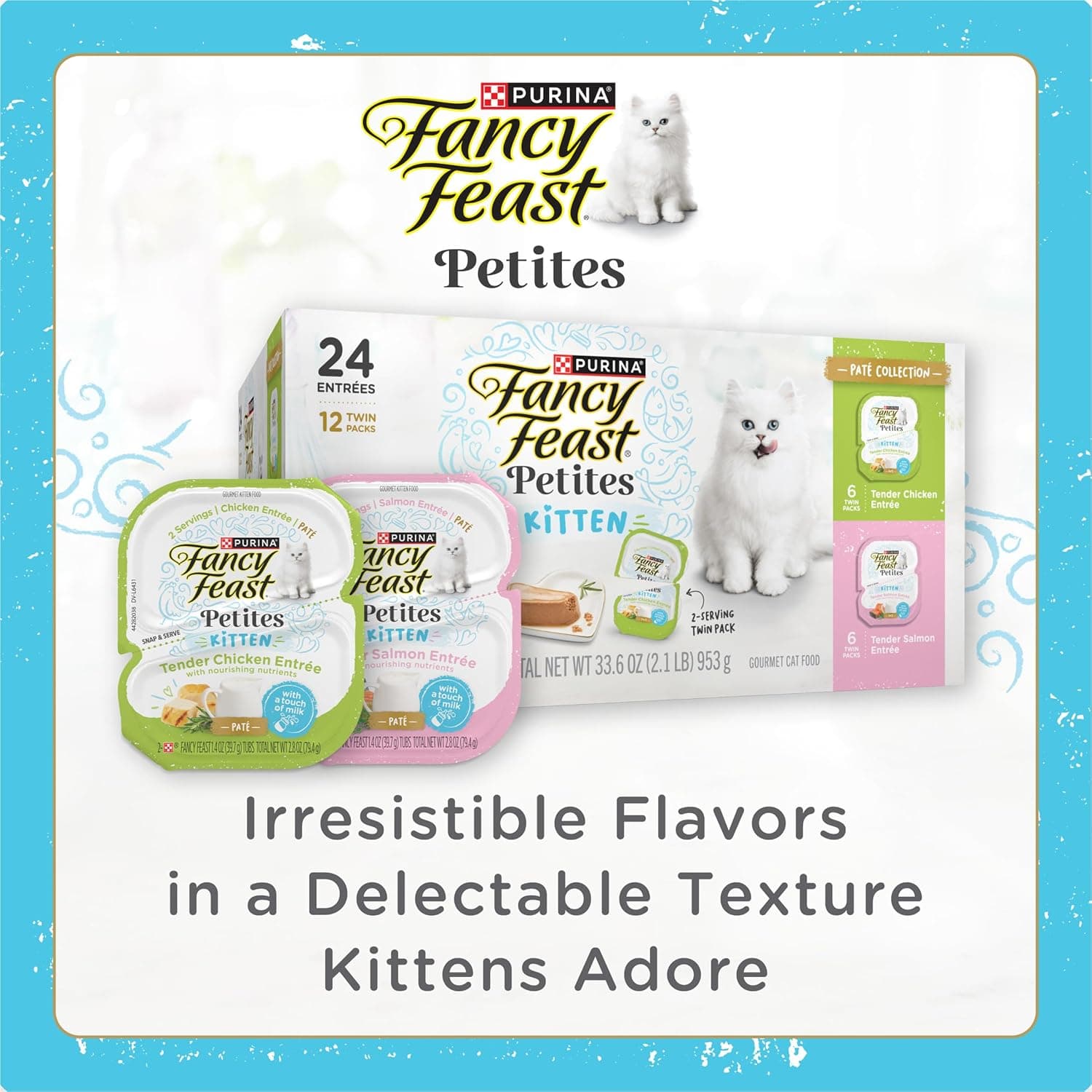 Fancy Feast Purina Petites Kitten Tender Pate Gourmet Wet Kitten Food Variety Pack - 12 ct. Tub - Image 9