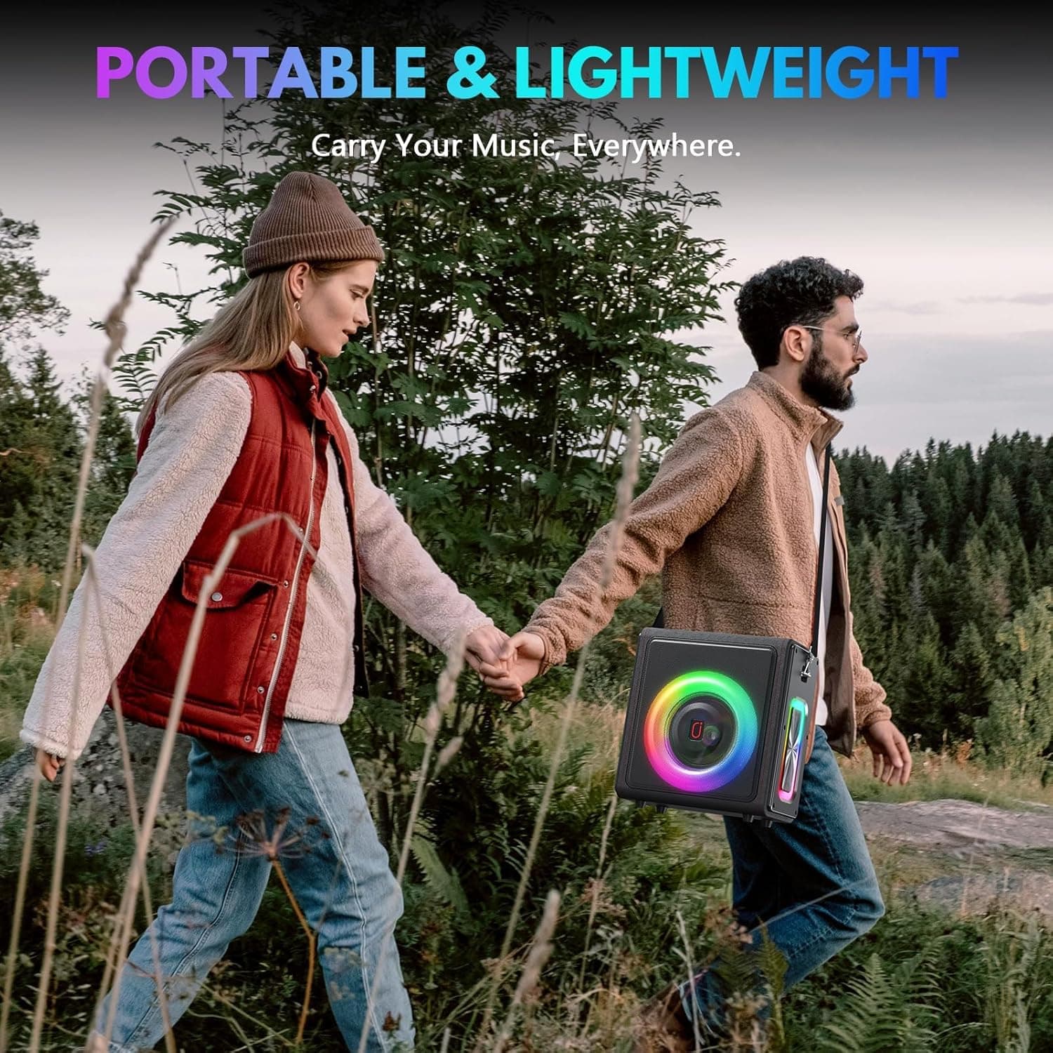 Máquina de Karaoke, Altavoz Bluetooth 5.3 Portátil con 2 Micrófonos Inalámbricos para Adultos, Sistema PA con Corrección de Tonos y Ajuste de Eco, Soporta TWS/TF Card/USB/AUX/Live para Fiesta en Casa 2Mics - Image 8