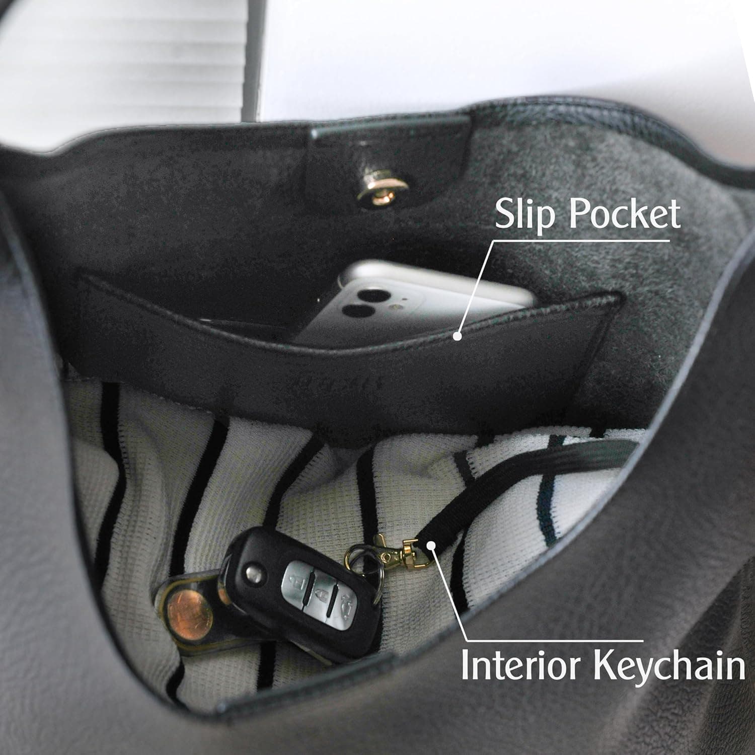 Hobo Bags for Women Soft Vegan Leather Shoulder Handbag Slouchy Tote Purses Black - Image 7