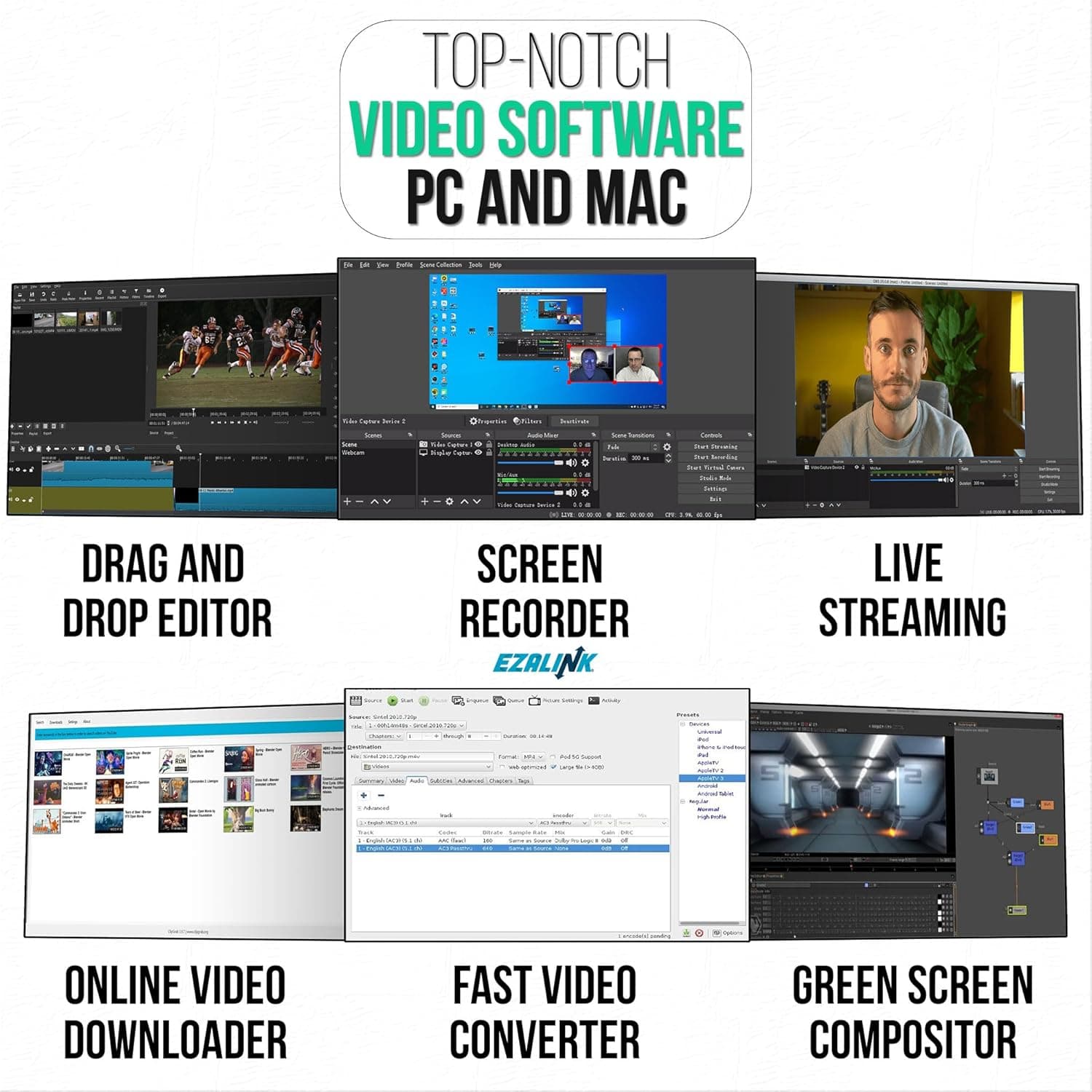 Video Editing Software Pack | Editor, YouTube Downloader, MP3 MP4 Converter, Green Screen App | 10K Transitions for Premiere Pro and Sound Effects | Windows and Mac 64GB USB - Image 5