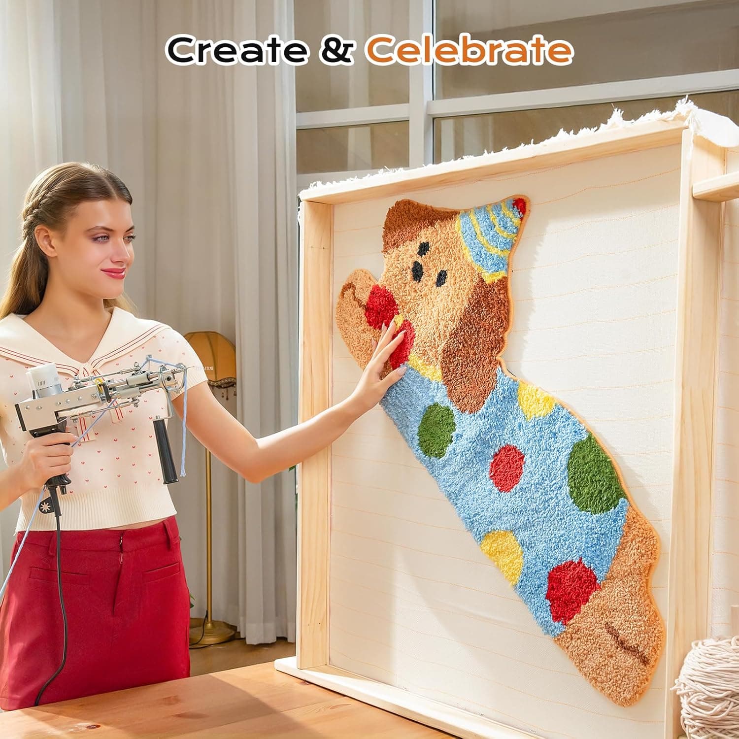 BESGEER Rug Tufting Gun with Carpet Trimmer Kit - Tuft Gun with Tufting-Shears, 2 in 1 Cut Loop Pile Carpet Gun& Carving Clippers, Rug Maker Machine Starter Kit& Trimmer& Cloth& Yarn（Olive Black） - Image 3