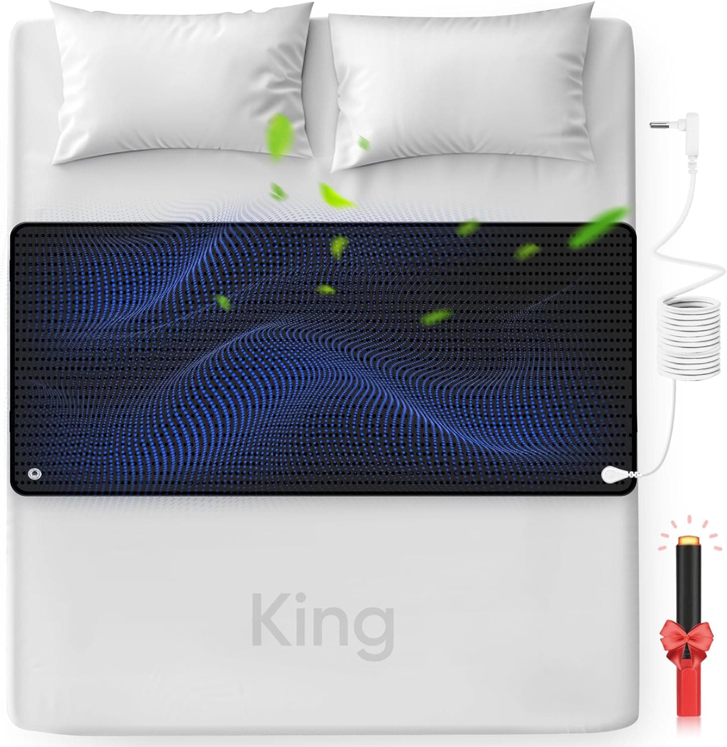 Grounding Mat for Bed, Enjoy The Grounding Effect Indoors, for Better Sleep, Pain and Stress Relief, Grounding Mat Set Comes with Grounding Cord Black King - Image 2