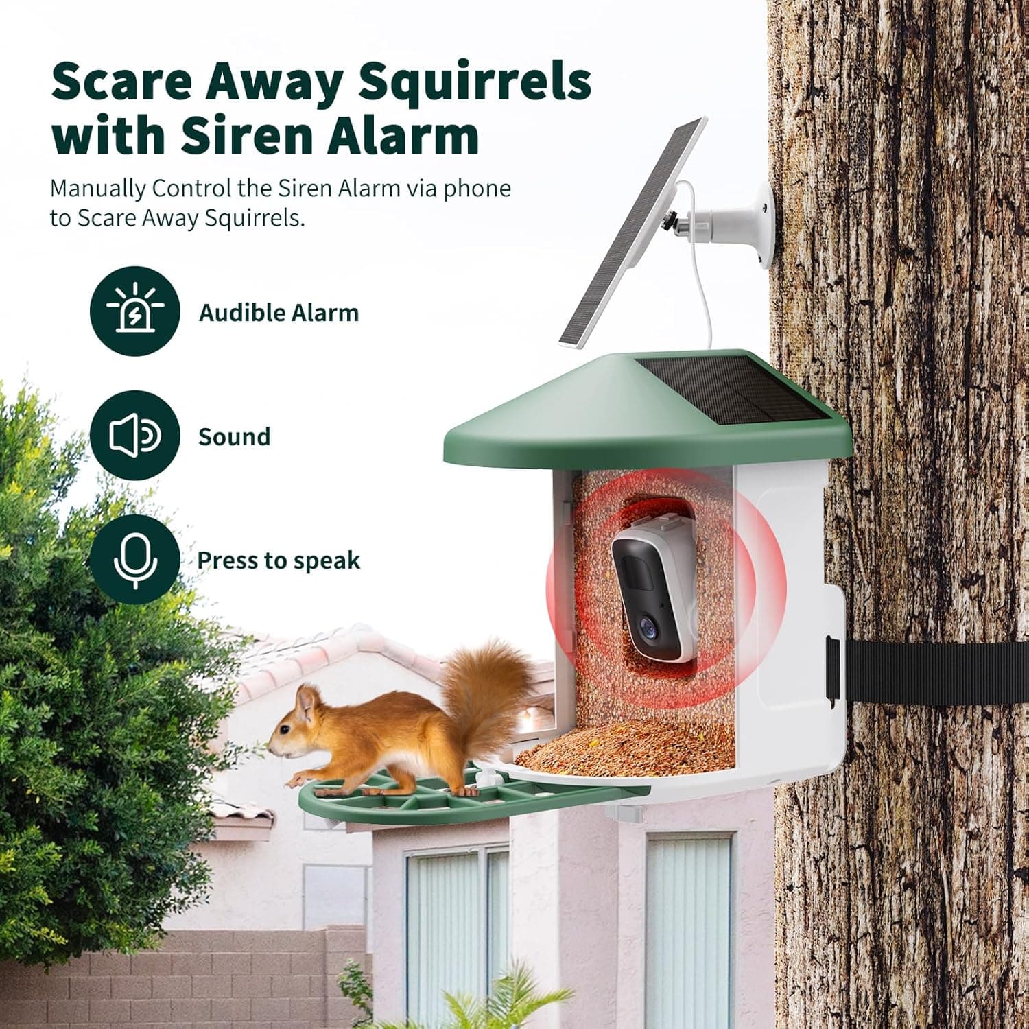 Bird Feeder with Camera with AI Identify Birds Species Solar Panel, Smart Bird House with Cam, 2K Live View, Instant Arrival Alerts Green - Image 9