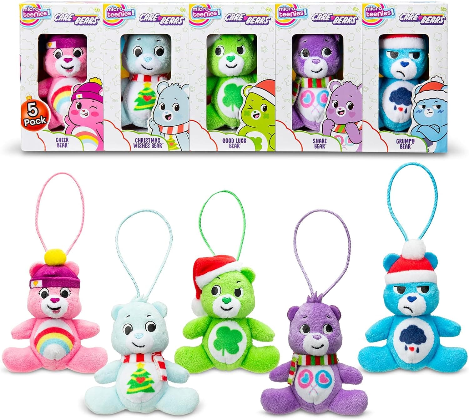 Micro Teenies - Care Bears Holiday 5 Pack Treasure Box - Miniature Plush Figure, Suffed Animal, Toy Mini Soft Figure for Kids, Girls and Boys Ages 4+ - Image 2