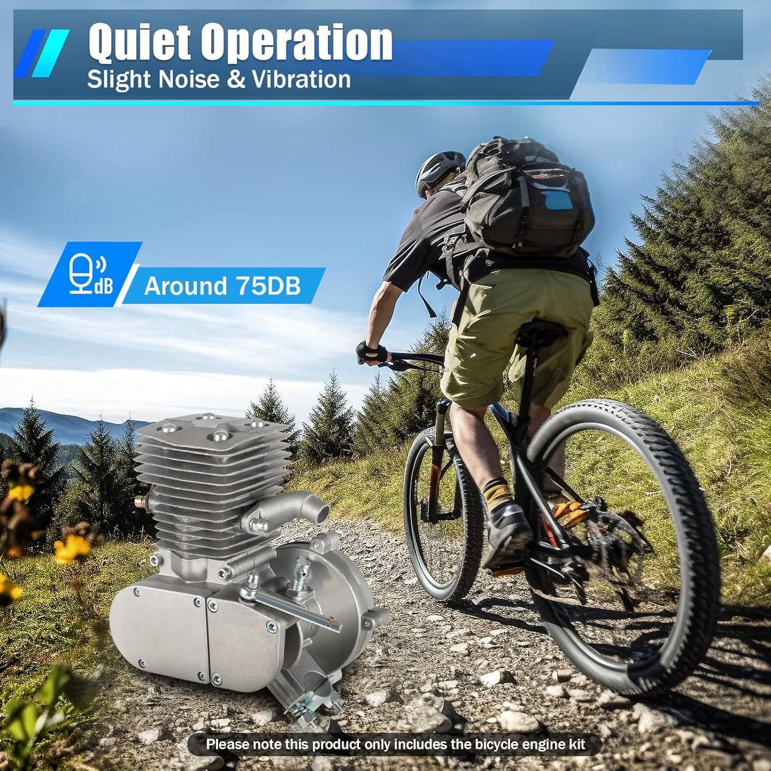 100CC Bicycle Engine Kit, 2 Stroke Gas Powered Bike Motor Conversion Kit Gas Motorized Motor Bike Motor Cycle Full Set Carburetor Assembly CDI Ignition Exhaust Muffler Fuel Tank (with Valve) - Image 7