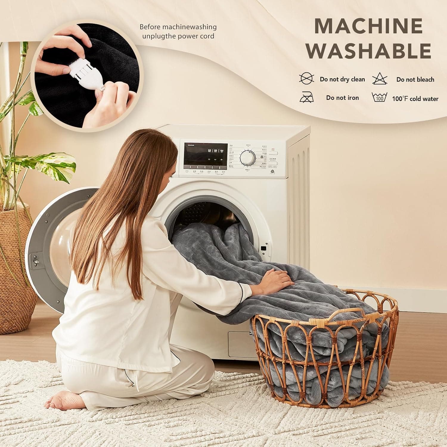 Homemate Electric Heated Blanket Twin - 62"x84" Heating Bed Blankets Throw with 10 Heating Levels 8 Hours Auto Off Fast Heating Over-Heated Protection Ultra Soft Warm Flannel ETL Certified Grey Grey Twin 62"x84" - Image 9