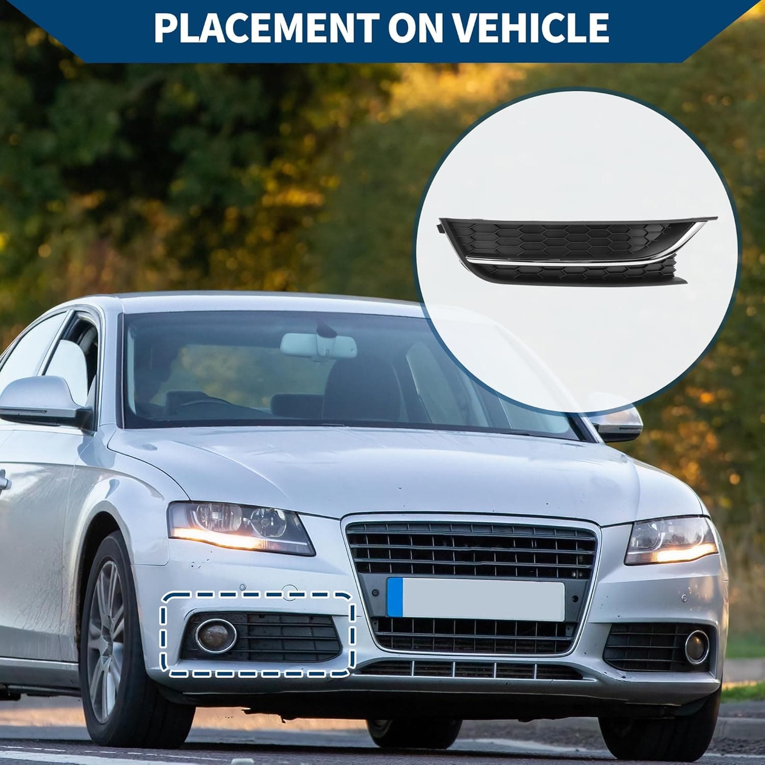 No.561853666C Fog Light Grill for Volkswagen Passat 2012-2015 Front Right Front Lower Bumper Fog Light Cover Inserts ABS 1 Pc Black Silver Tone - Image 4