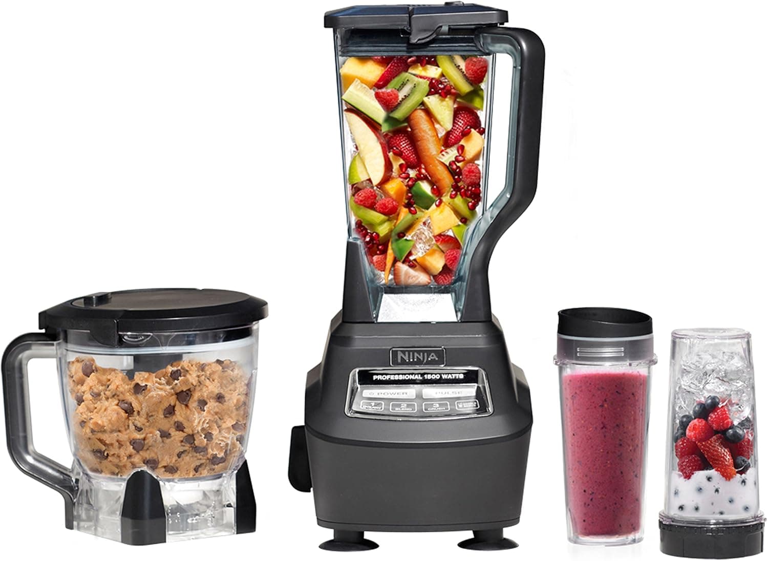 Ninja Mega Kitchen System, 1500W, 72 oz. Full-Size Blender & 8-Cup Food Processor with (2) 16 oz. To-Go Cups, Total Crushing Technology - Smoothies, Ice Crushing, Purees, Dough & More, Black, BL770 Pitcher+Bowl+(2) 16-oz. Cups - Image 2