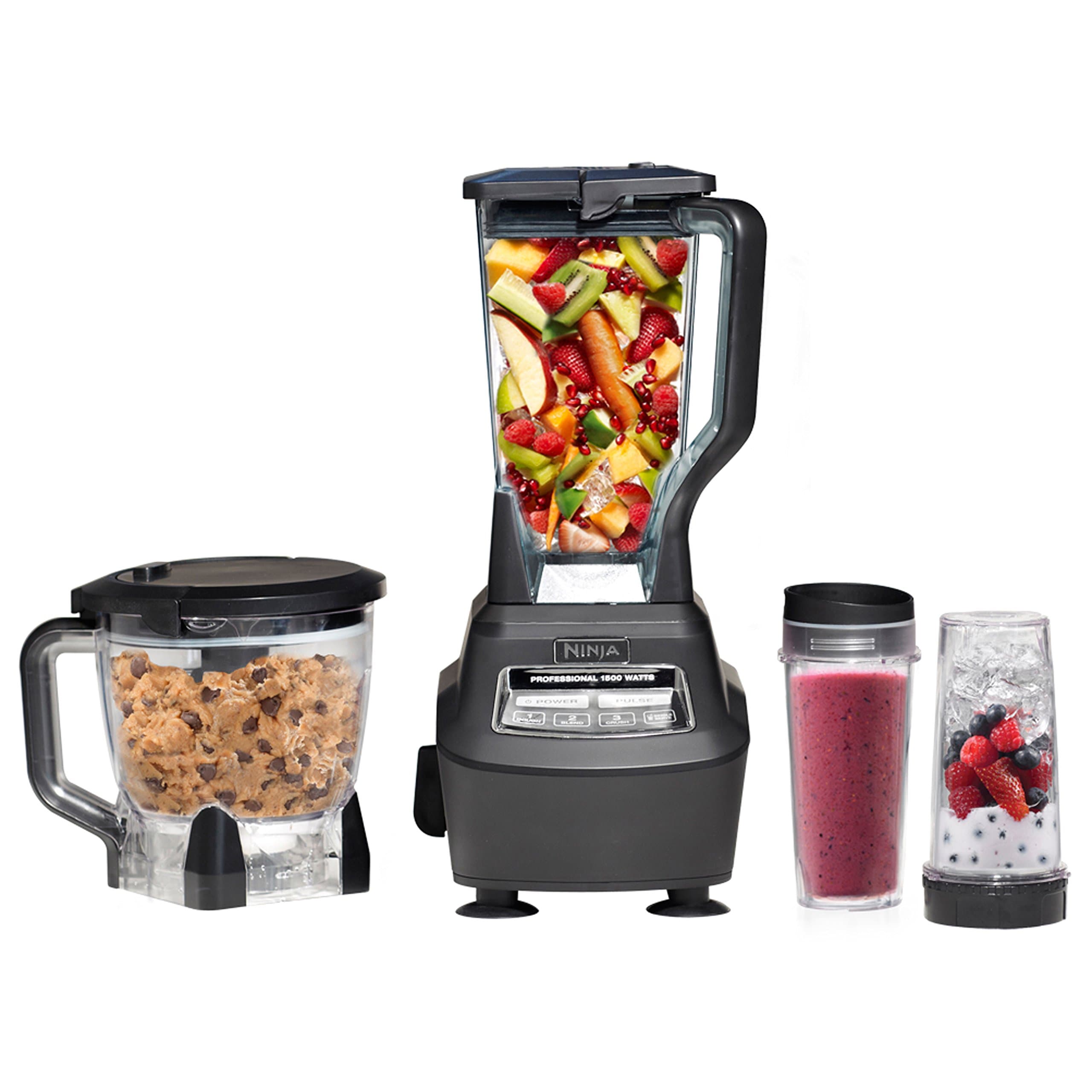 Ninja Mega Kitchen System, 1500W, 72 oz. Full-Size Blender & 8-Cup Food Processor with (2) 16 oz. To-Go Cups, Total Crushing Technology - Smoothies, Ice Crushing, Purees, Dough & More, Black, BL770 Pitcher+Bowl+(2) 16-oz. Cups