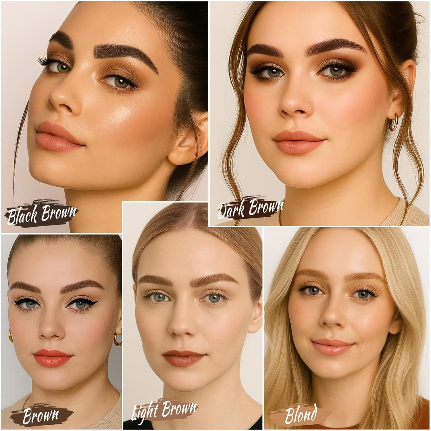 UCANBE 25PCS Eyebrow Stamp Stencil Kit With Dual-Color Eyebrow Stamp Pomade,20 Reusable Eyebrow Stencils,Finising Powder,Brush,Eyebrow Razor,Zipper Pouch,Waterproof Eye Brow Stamping and Shaping Kit04 Dark Brown+Black Brown - Image 8