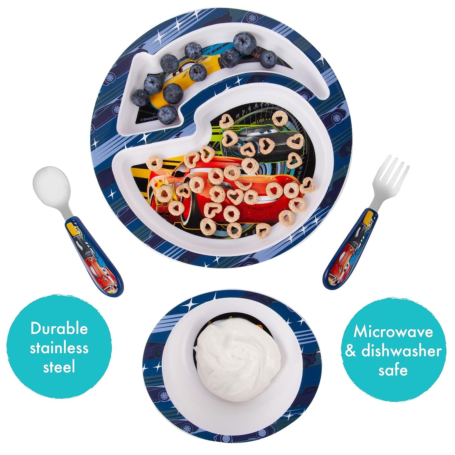 The First Years Disney/Pixar Cars Dinnerware Set - Toddler Plates and Toddler Utensils - 4 Count 4 Piece Set Disney/Pixar Cars - Image 3