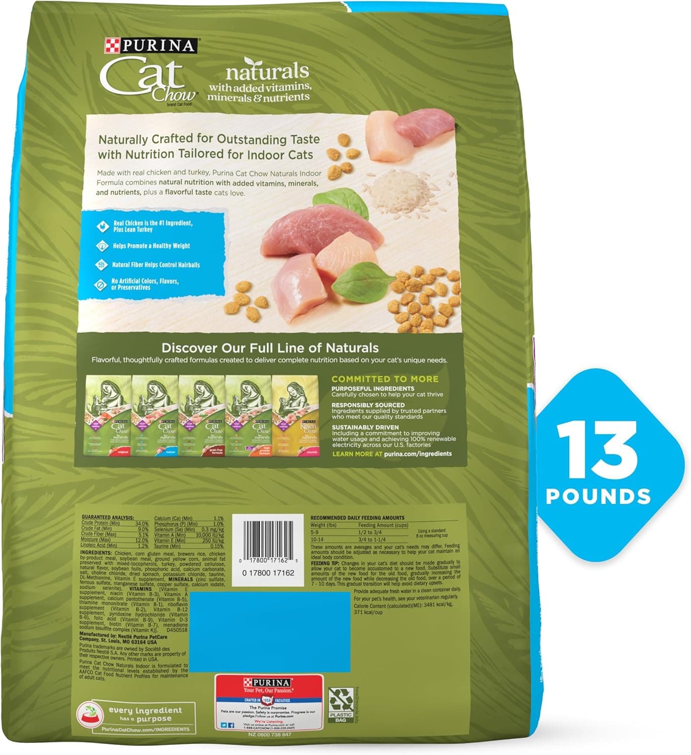 Purina Cat Chow Hairball, Peso Saludable, Interior, Comida Seco Natural para Gatos, Naturals Indoor - Bolsa de 13 lb. - Image 9