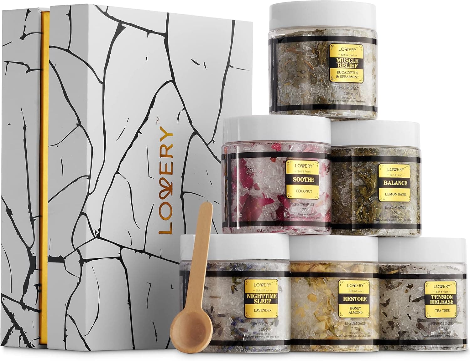 Mga Regalo sa Pasko para sa mga Babae na May Lahat, Epsom Bath Salts Gift Basket Set, Nakakapag-relax na Self Care Salt W/Essential Oil, Mga Regalo para sa Nanay, Lavender, Eucalyptus, Lemon, Coconut, Tea Tree, Honey Almond - Image 2