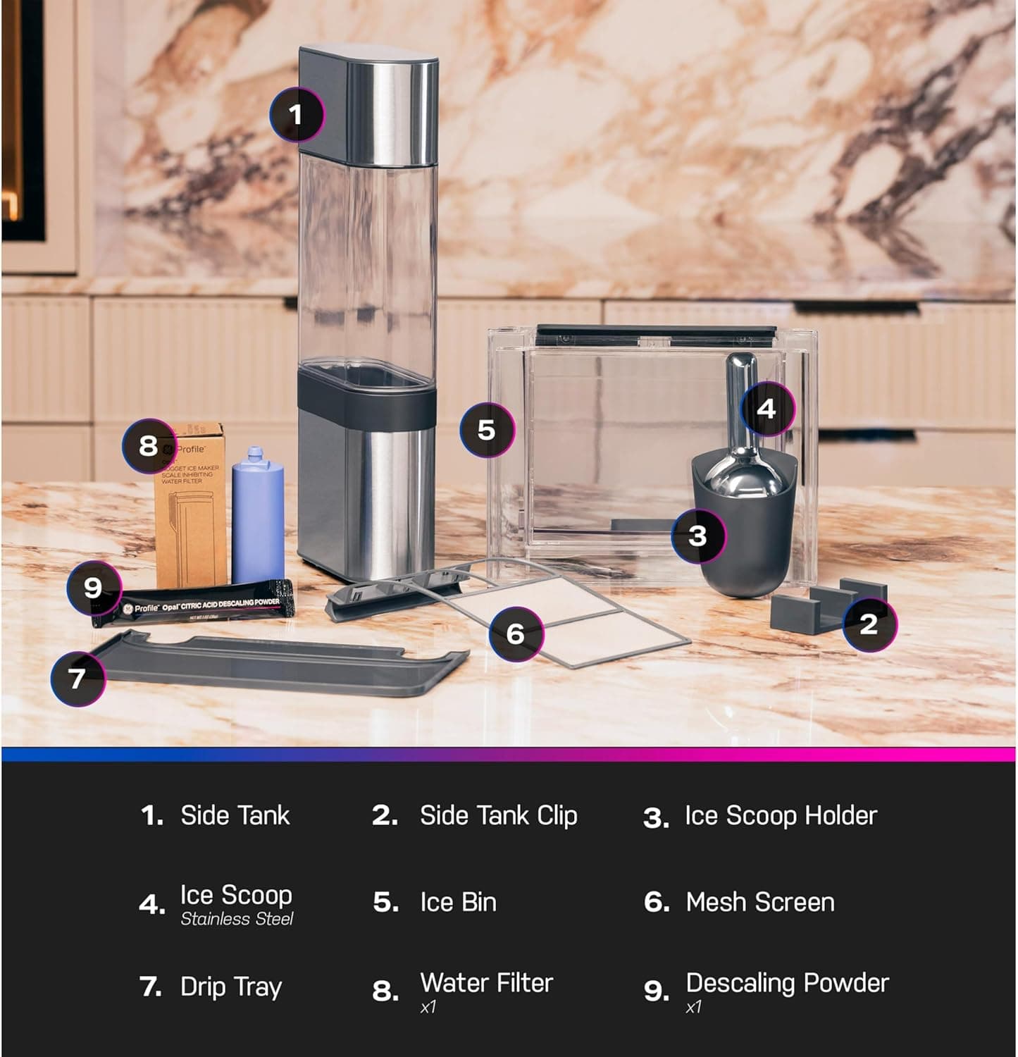 GE Profile Opal 2.0 Ultra Nugget Ice Maker with Side Tank and Scale Inhibiting Filter, Scoop Included, 38 lbs in 24 Hours, Pellet Ice Machine with WiFi & Smart Connected, Stainless Steel - Image 9