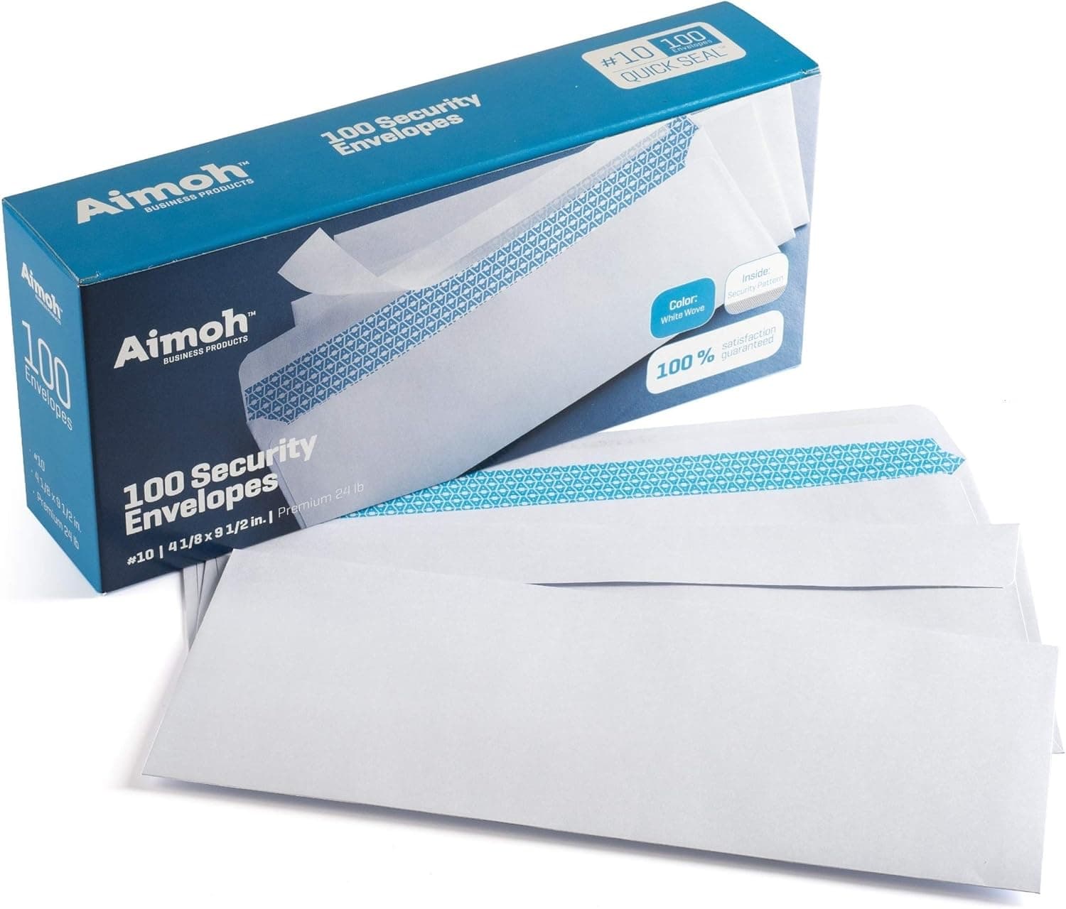 Aimoh #10 Security Self Seal Envelopes – 100 Qty |No Window, EnveGuard, 4⅛ x 9½", White, 24 LB, 100 Count (34100) 100 Ct. - Image 7