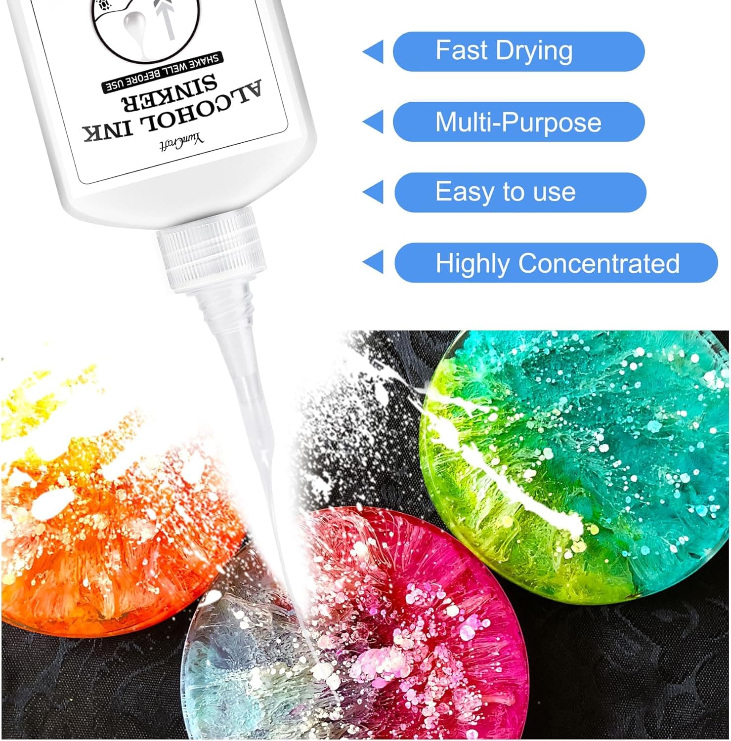 White Alcohol Ink for Epoxy Resin - 4 Ounce White Color Alcohol-Based Resin Ink for Resin Petri, Resin Tumblers, Coaster Making, White Alcohol Paint Epoxy Resin Pigment for Painting, Yupo, Resin Art - Image 4