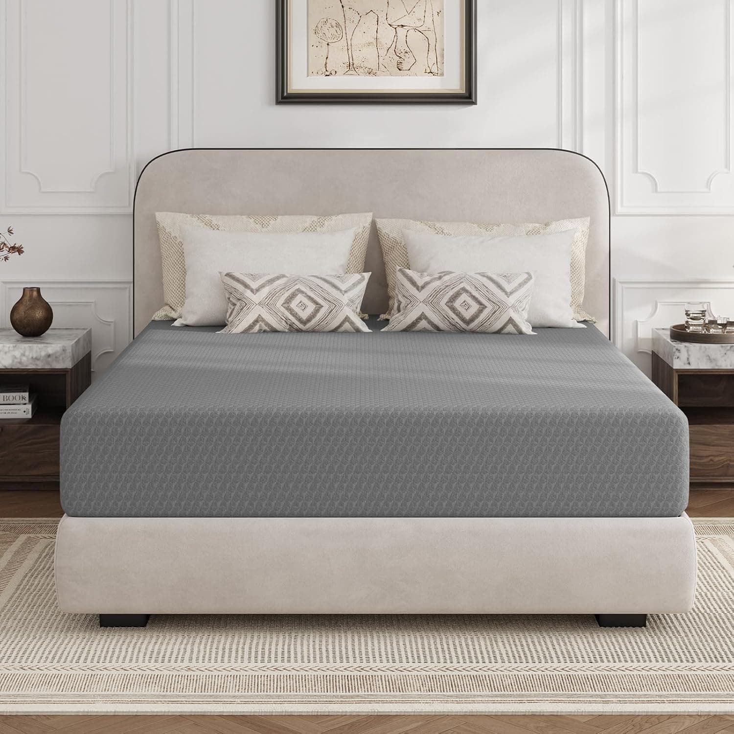 Novilla King Size Mattress, 12 Inch Memory Foam Mattress King for Cool Night Sleep & Pressure Relief, Thermally Balanced Foam Mattresses For Heat Dissipation, CertiPUR-US Certified Mattresses in a Box King (U.S. Standard) 12 Inch Grey - Image 2