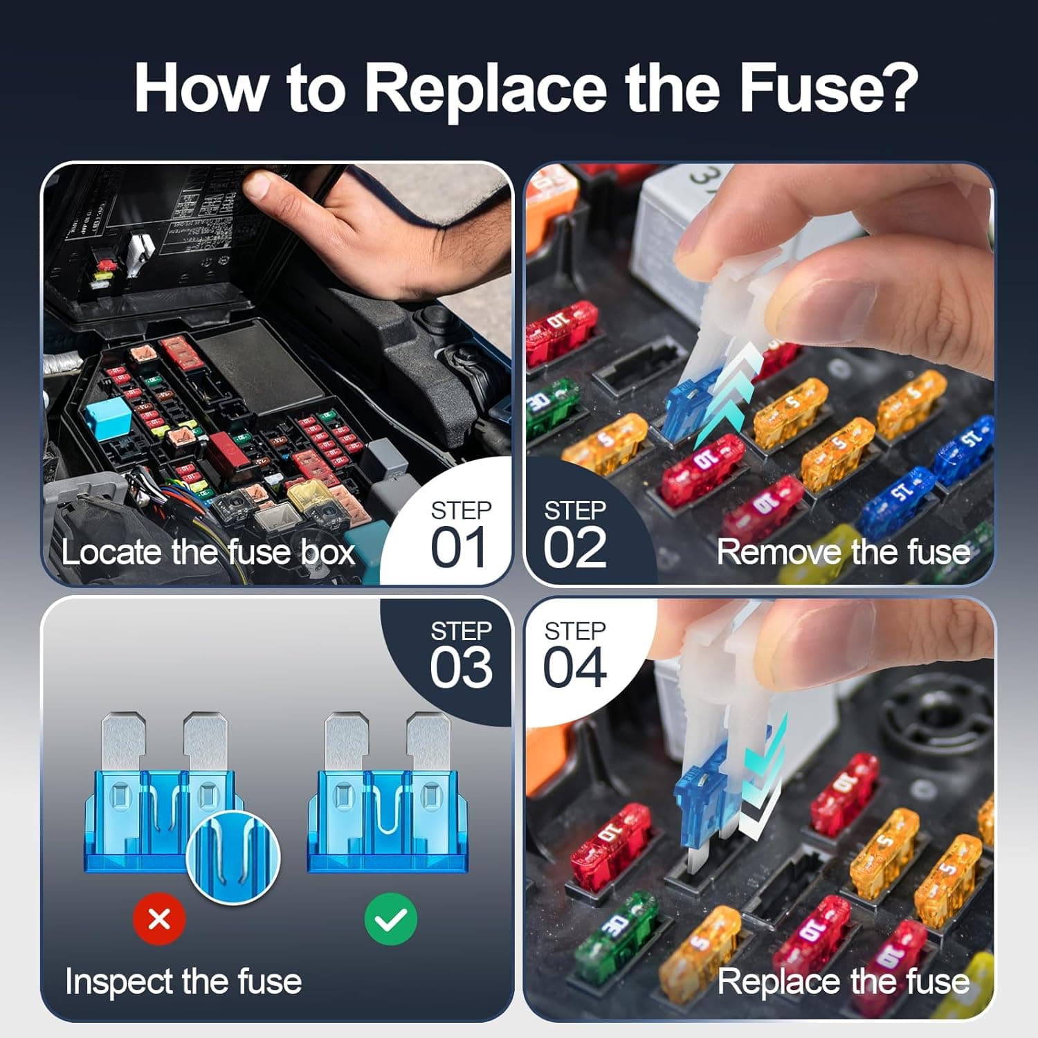 JOREST 300Pcs Car Fuse Assortment Kit, 160 Mini Blade Fuses Automotive + 90 Standard Auto Fuses + 50 Micro + Puller – Replacement for RV Camper Boat Truck (2Amp 3A 5A 7.5A 10A 15A 20A 25A 30A 35A 40A) 300Pcs Micro & Mini & Standard - Image 4