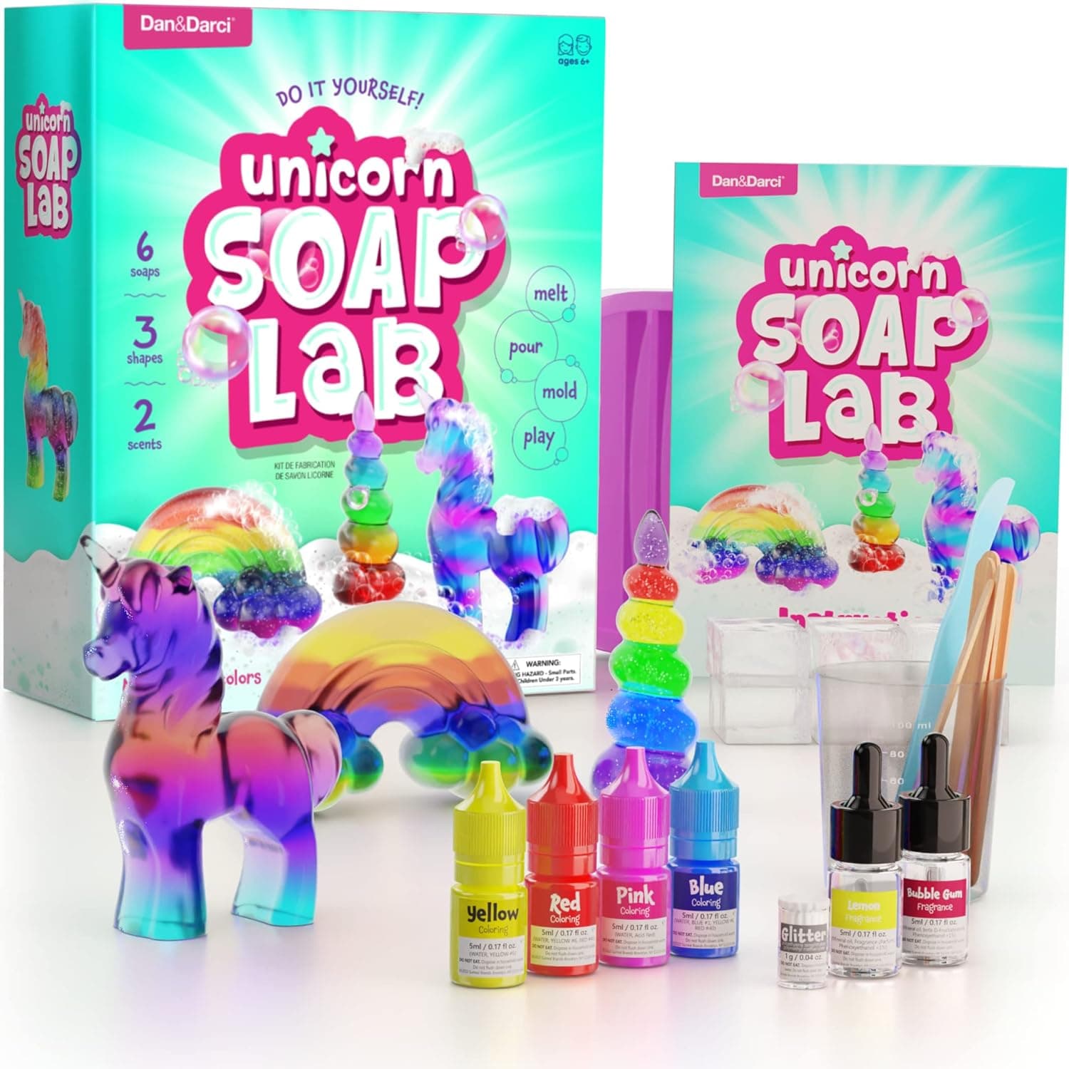 Dan&Darci Unicorn Soap Making Kit - Girls Christmas Crafts DIY Project Age 6+ Year Old Kids - Unicorn Girl Gifts - Science Activity Teenage Gift - Make Your Own Soap - Craft Toys Ages 6 7 8 9 10 11 12 - Image 9