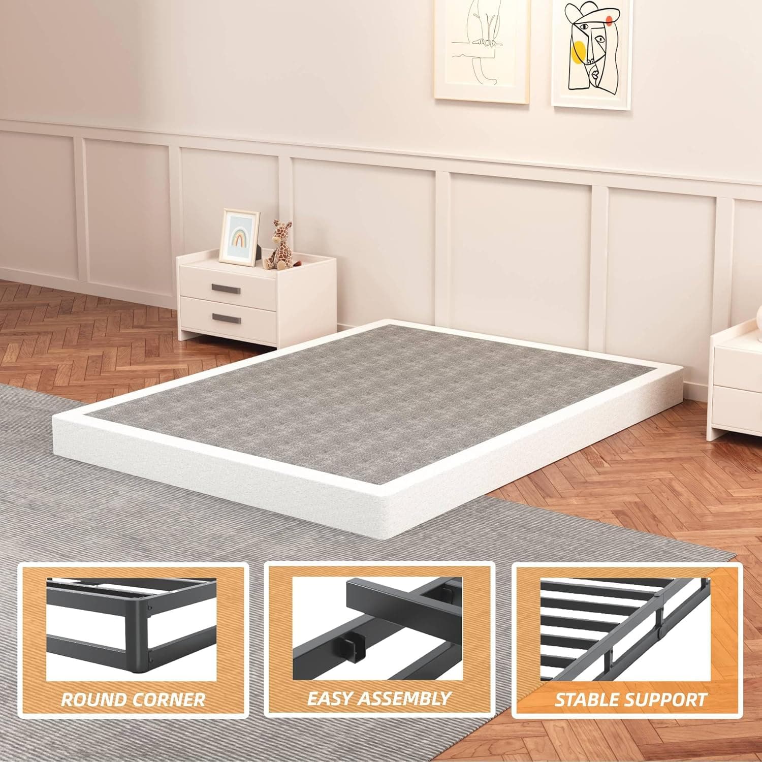 UNITED FLAMES 5 Inch High Profile Box Spring Full Size, Heavy Duty Mattress Foundation, Sturdy Box Spring for Full Bed, Easy Assembly, Noise Free (5, Full) Full 5 - Image 5