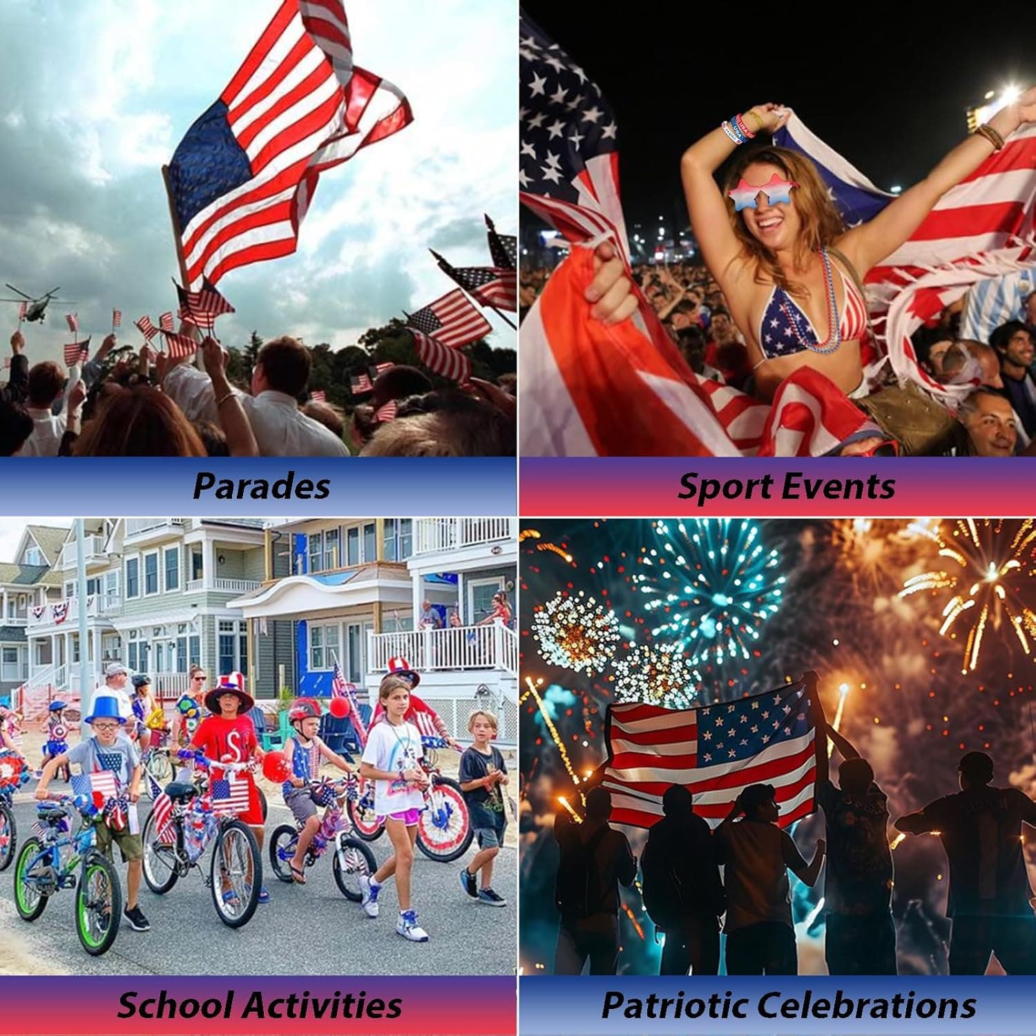 Mysense 4th of July Outfits for Women,4th of July Accessories Set with Red White and Blue Body Glitter,3 USA Flag Sunglasses,9 Beaded Necklaces,6 Bracelets,Fourth of July Outfit Women Kids - Image 8