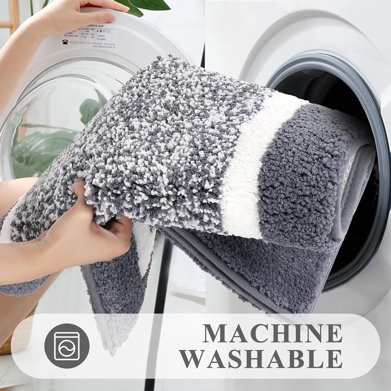 Pauwer Bathroom Rug Mat Set 3 Piece, Microfiber Shaggy Bath Set, Non-Slip Ultra Soft Carpet Mats, Absorbent with U-Shaped Toilet for Bathroom, Tub, Shower, Dark Grey Dark Grey 18"x26"+18"x48"+U Shape 20"x24" - Image 7