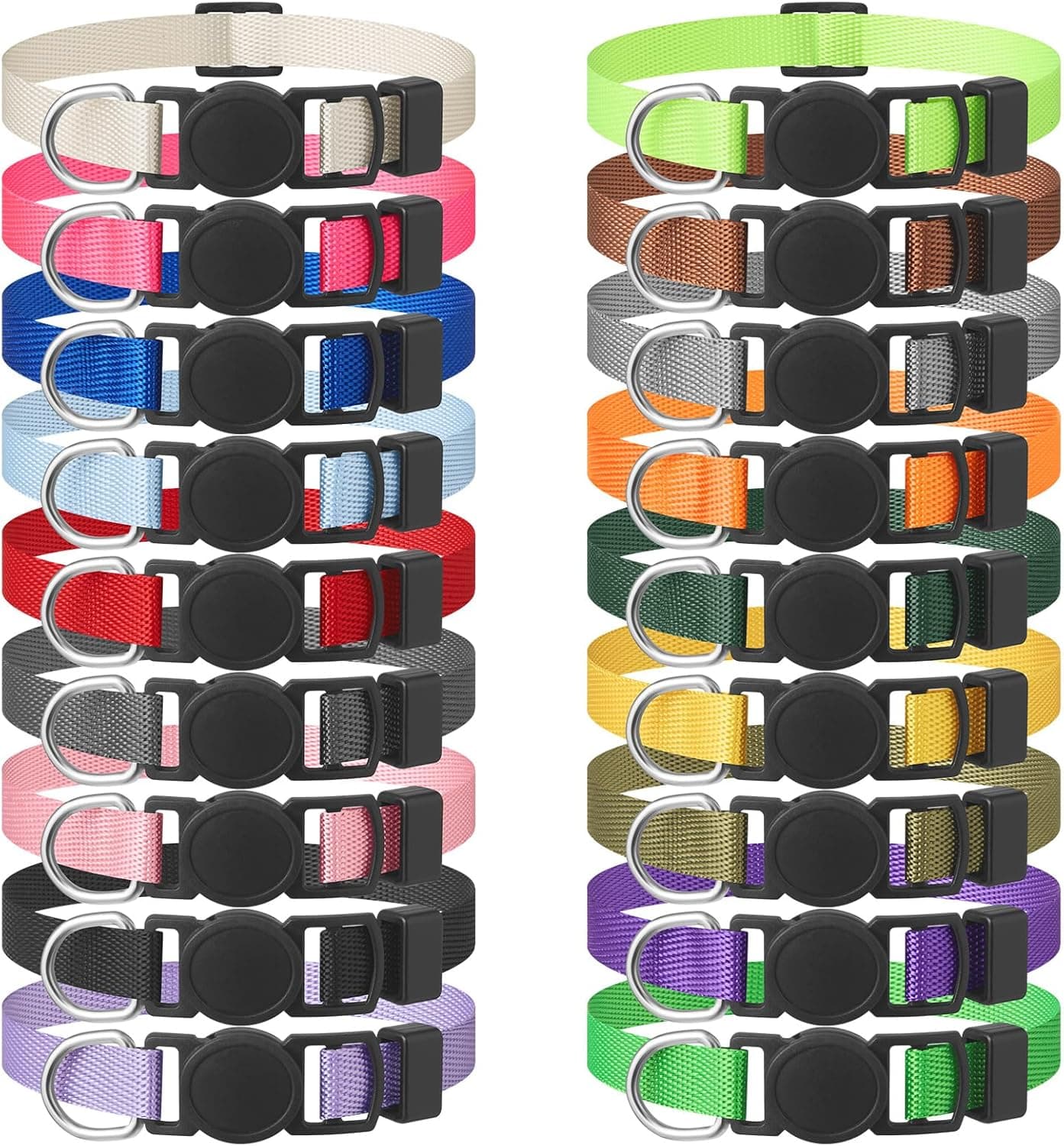18 Pcs Breakaway Pet Collars,Safety Buckle for Puppy Collars and Kitten Collar,Nylon,Mixed Colors,Adjustable,Ideal for Girl Boy Pet Supplies,Stuff,Accessories(M) M(9''-12'') - Image 2