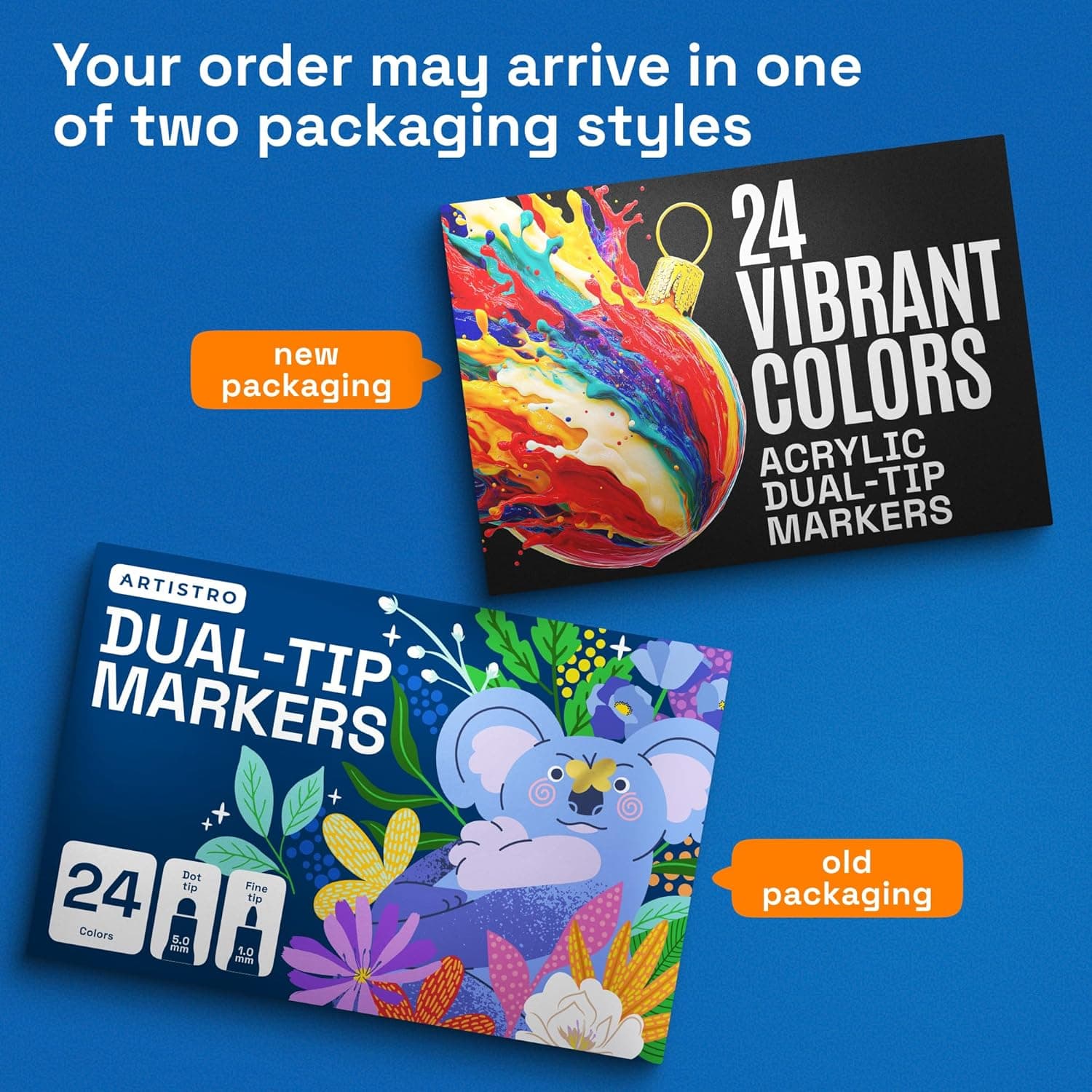 ARTISTRO 24 Acrylic Paint Markers for Rock, Fabric, Wood, Glass, Craft, Decoration - Dual-Tip Paint Pens - Stocking Stuffers, Christmas Gift Idea for Teens, Grandkids, Kids - Art Supplies 24 Multicolor - Image 10