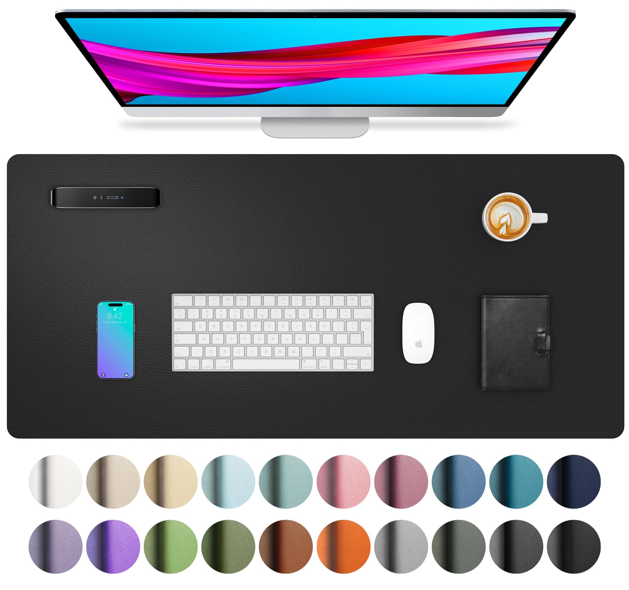 Aothia Non-Slip Waterproof PU Leather Desk Pad Protector para sa Mouse, Writing Desk, Office, Home, Laptop Blotter, 23.6" x 13.7"