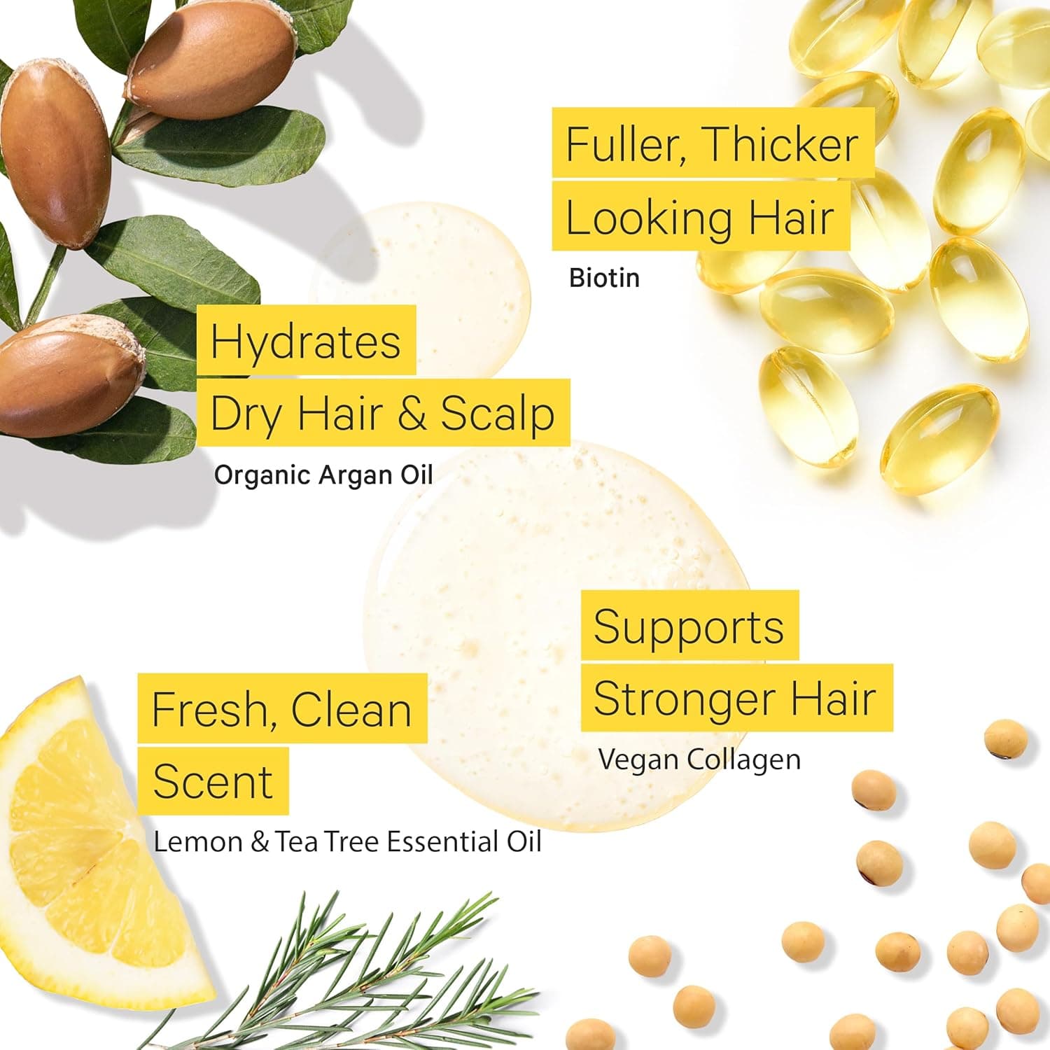 Tree to Tub Volumizing Hair Thickening Shampoo - Biotin, Collagen, Sulfate-Free Argan Oil Shampoo with Wild Soapberries and Sicilian Lemon Tea Tree Oil for Women & Men - Image 3