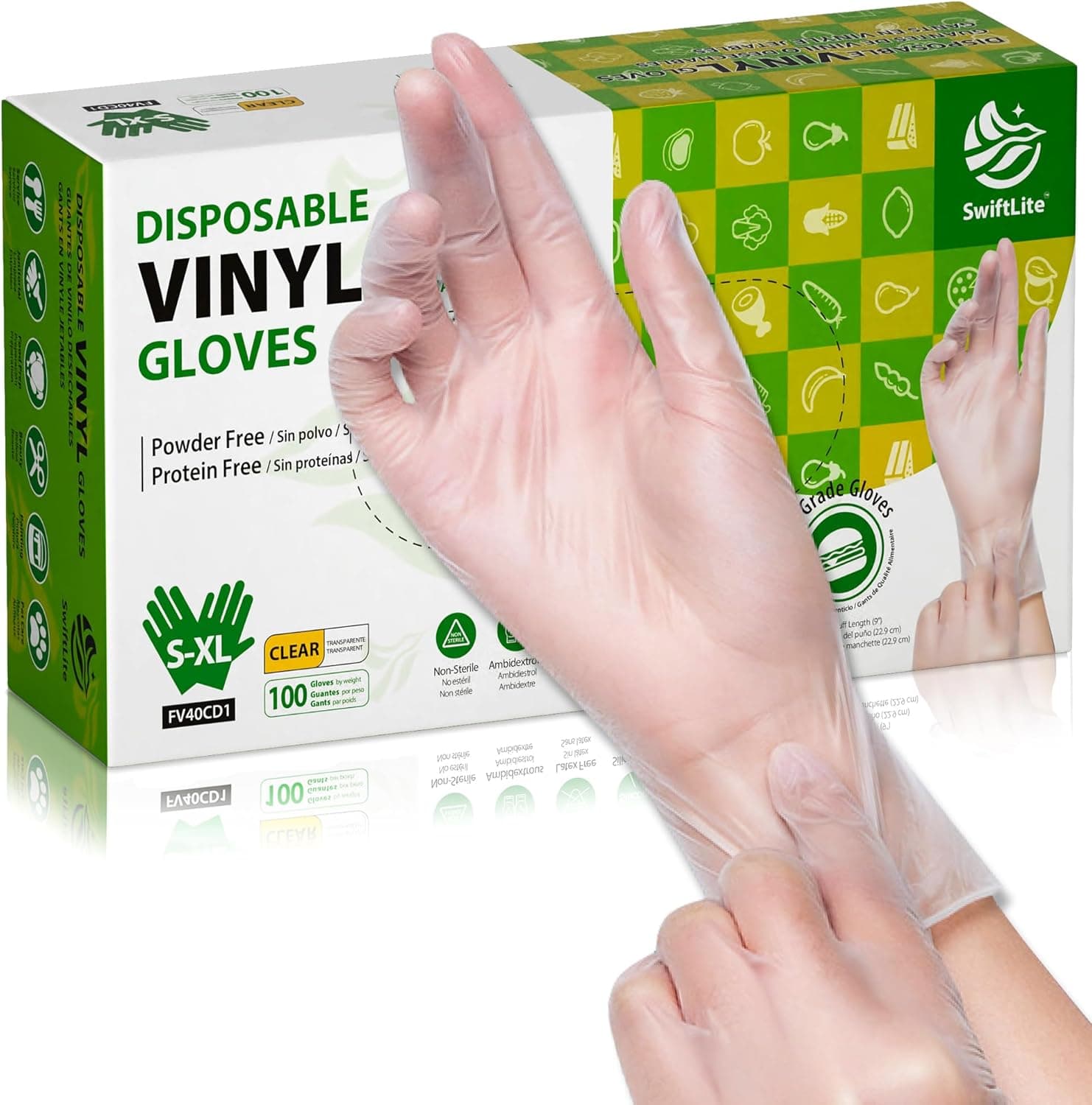 Disposable Vinyl Gloves, Food Safe, Latex-Free Powder-Free Clear Plastic Gloves for Cooking, House Clean, Food Prep Medium 100 - Image 2