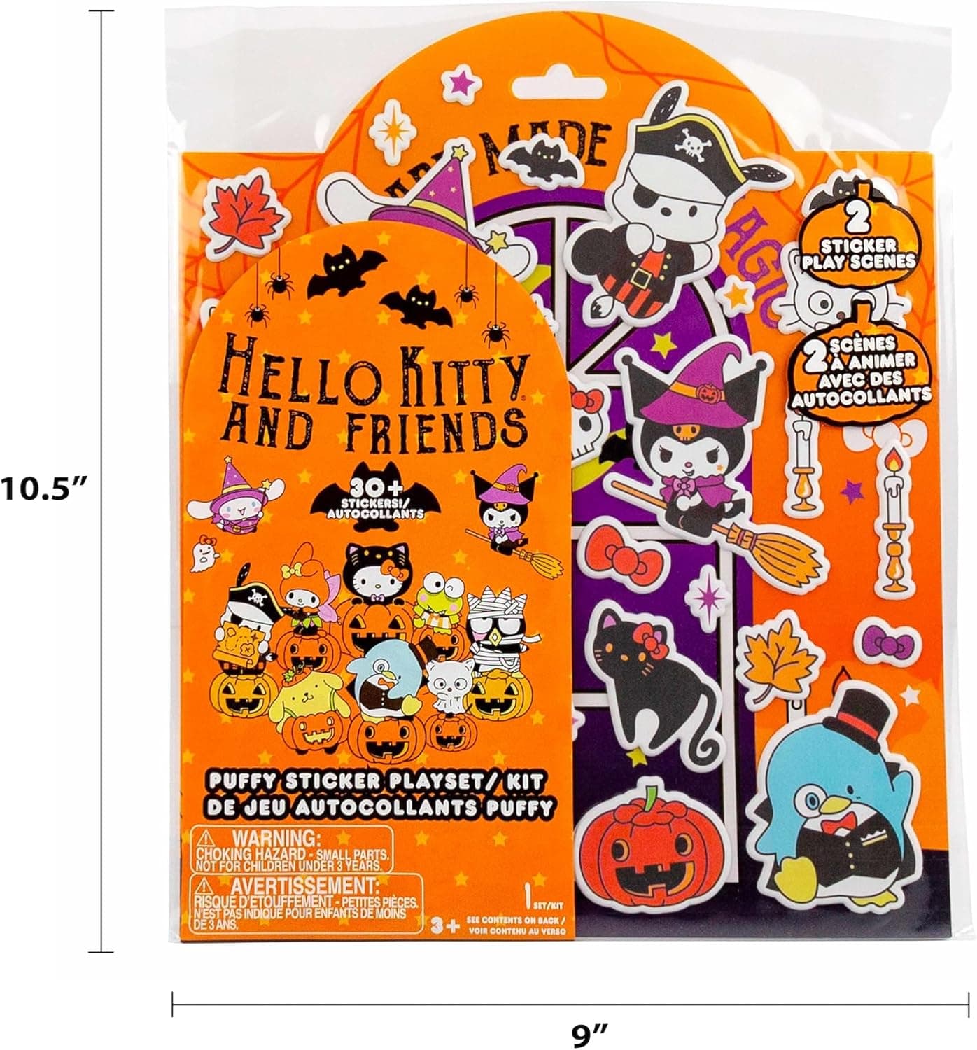 Hello Kitty and Friends Halloween Puffy Playset, Includes 30+ Stickers, 2 Play Scenes, Reusable for Kids Hello Kitty Halloween - Image 8