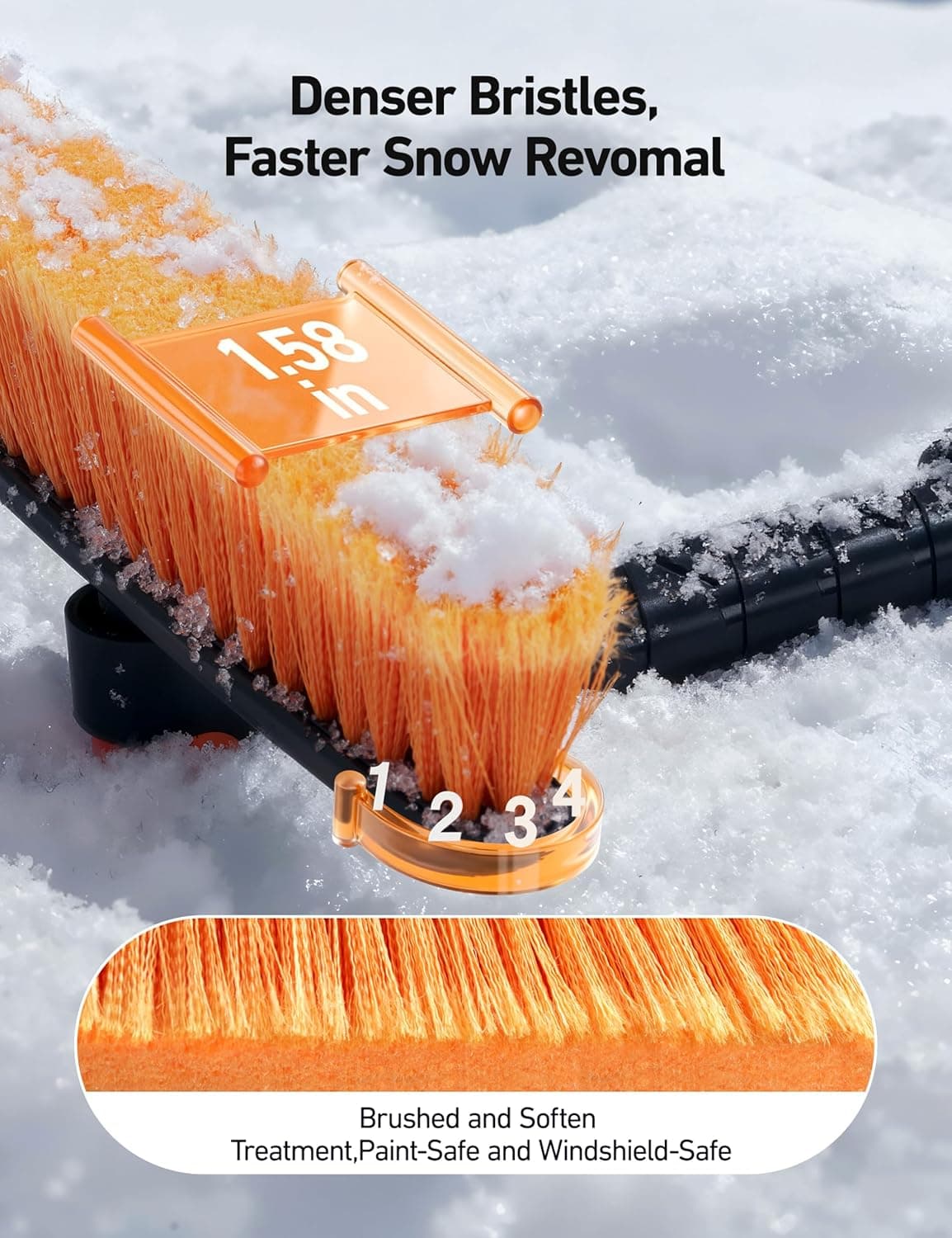 AstroAI 47.2" Ice Scrapers for Car Windshieldand Extendable Snow Brush with Foam Grip and 360° Pivoting Brush Head for Christmas Car Auto Truck SUV(Orange) Orange Medium - Image 7