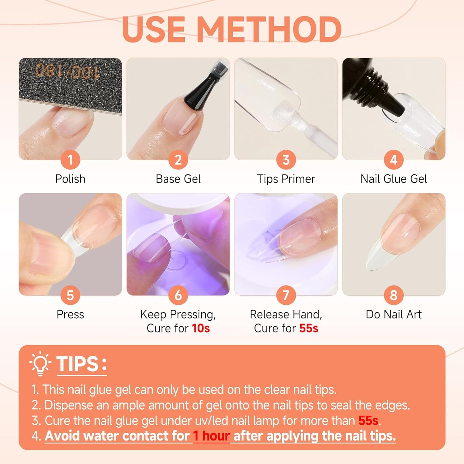 UNA GELLA Solid Nail Glue Gel 15ml Lamp Curing Needed Solid Soak Off U V/LED Lamp Required Super Strong Glue For Fake Acrylic Soft Gel Nail Tips Press On Nails Art Extension B-1 Pcs Nail Tips Glue - Image 9